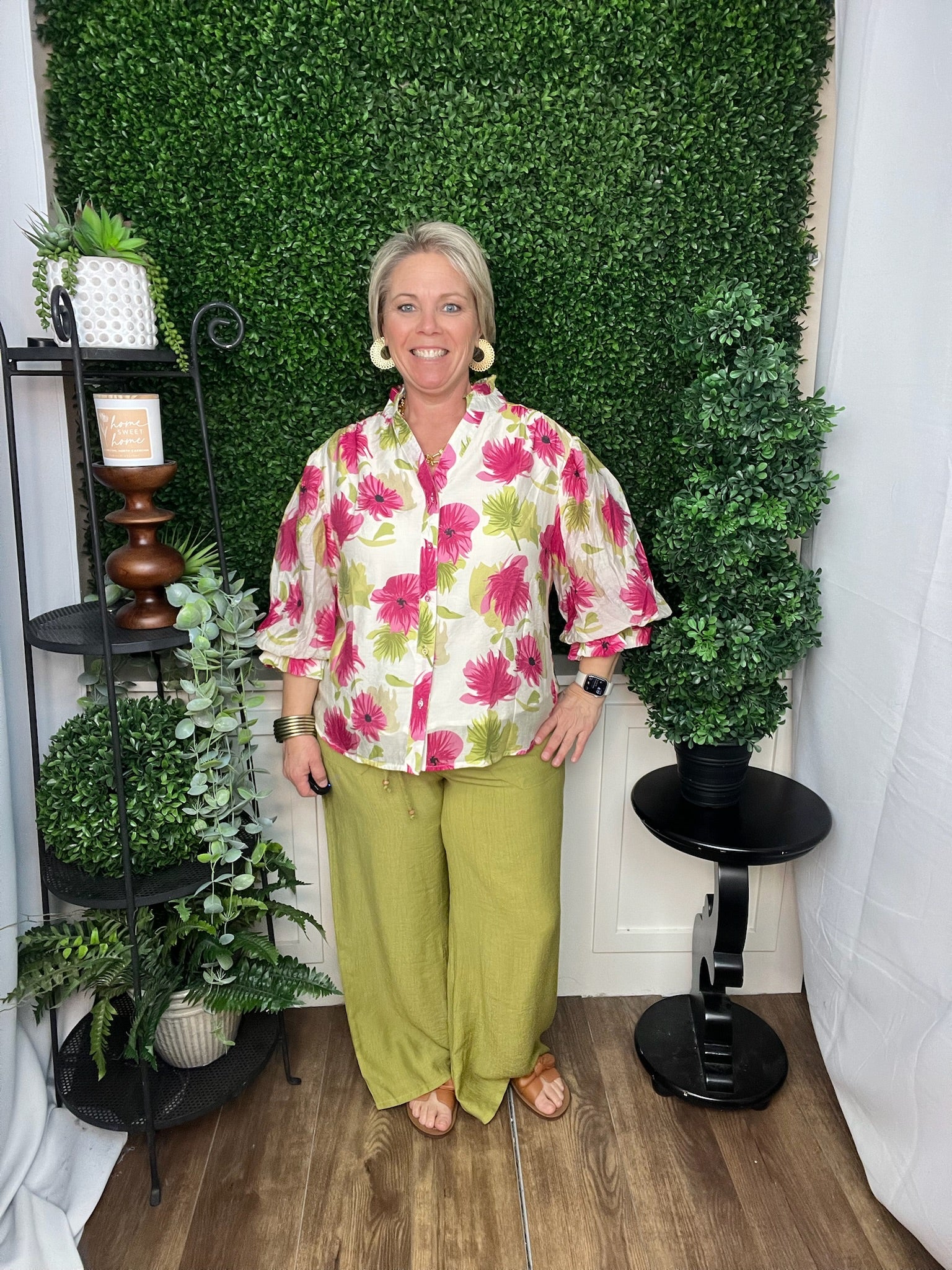 Solid Washed Drawstring Wide Leg Pants