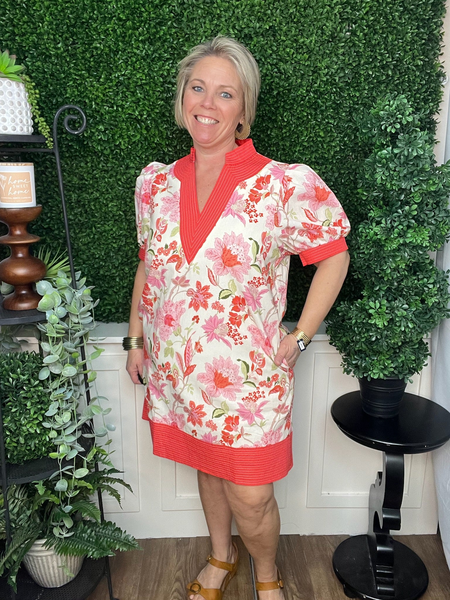 Flora Dress with Puff Sleeves Pink