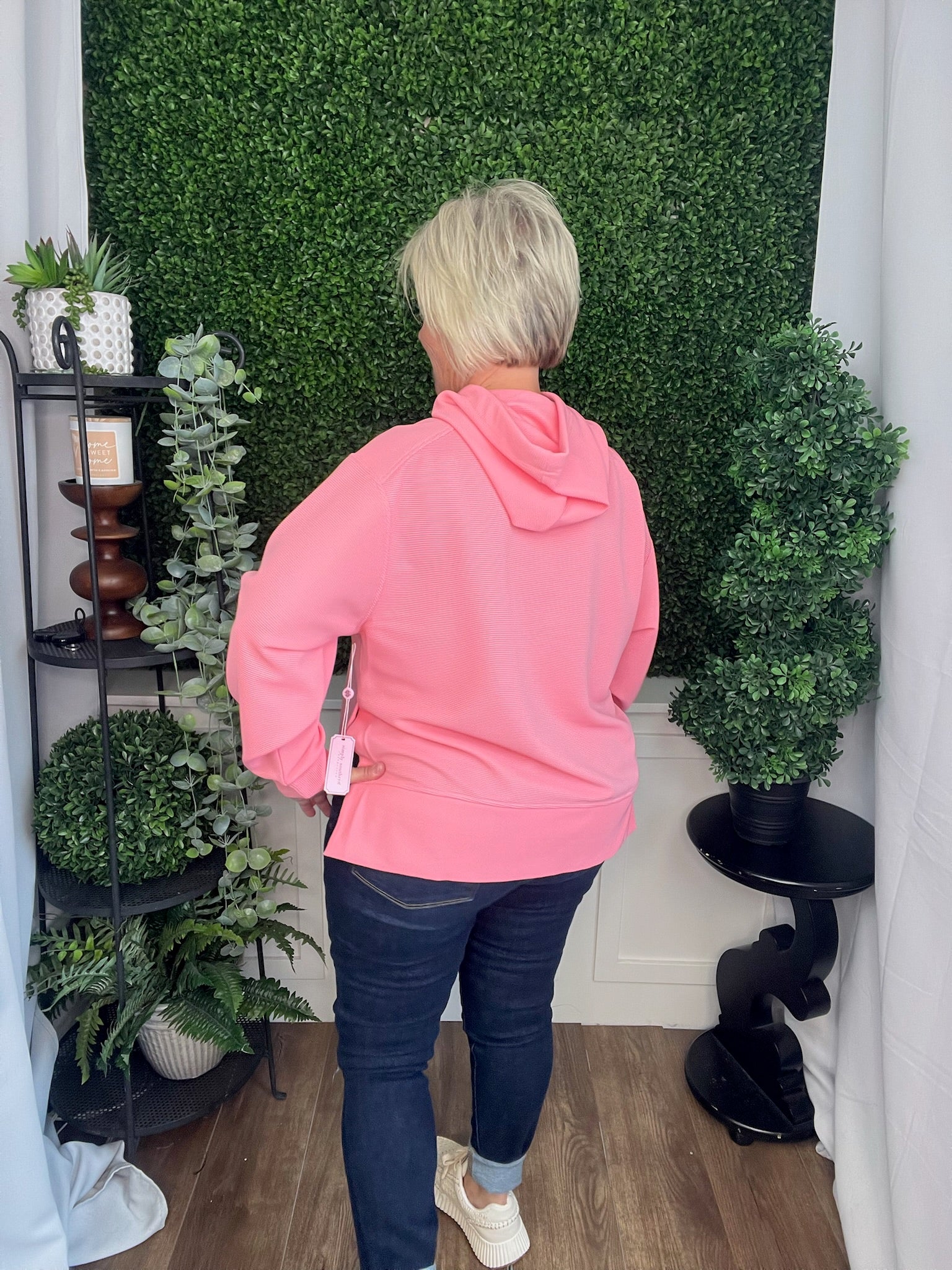 RIBBED HOODED PULLOVER - PETAL