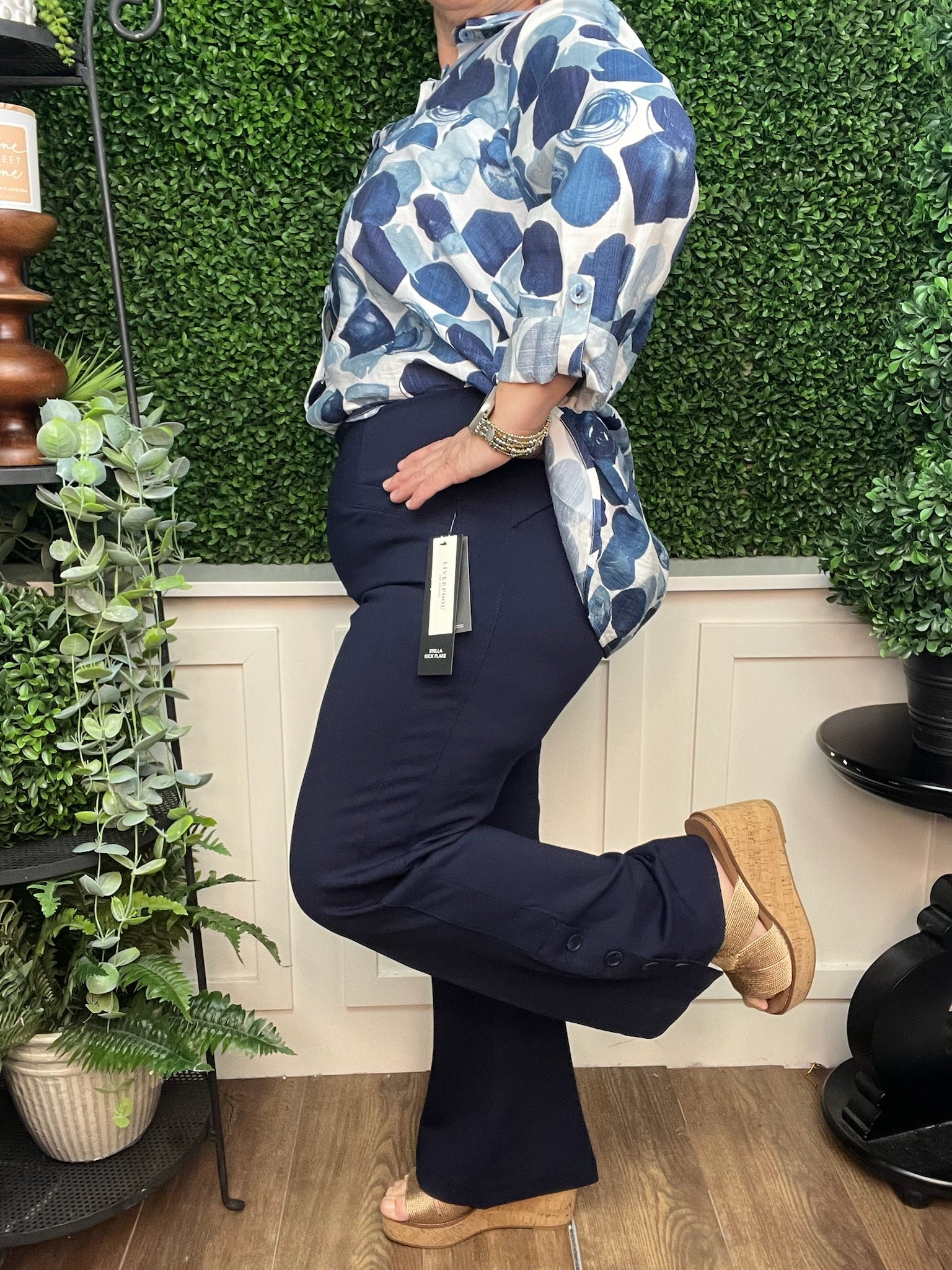 STELLA PULLON KICK FLARE PANTS 27" INS - CADET BLUE