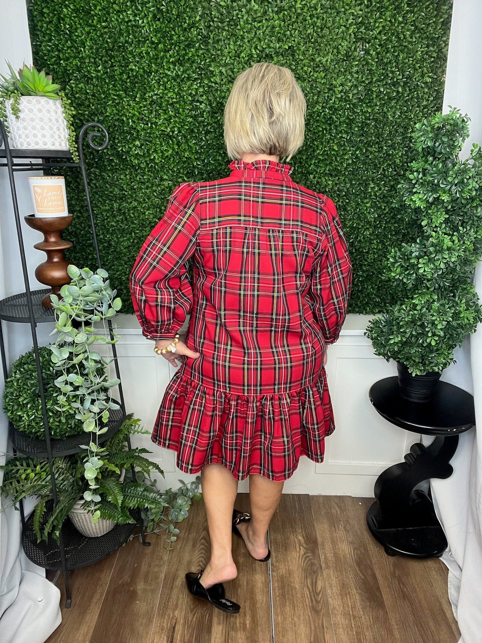 NAOMI DRESS RED PLAID