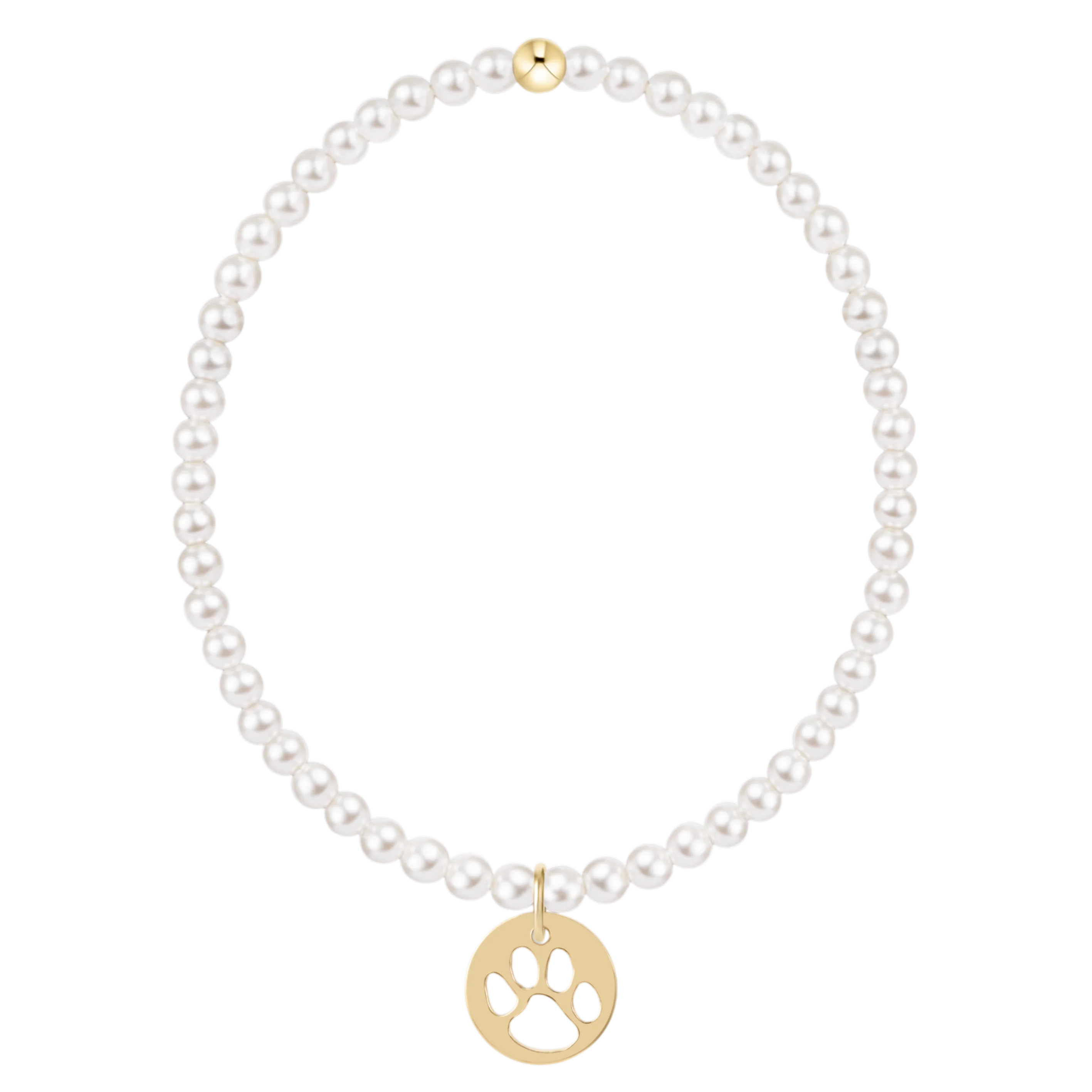 CLASSIC PEARL 3MM BRACELET – PAW PRINT GOLD DISC