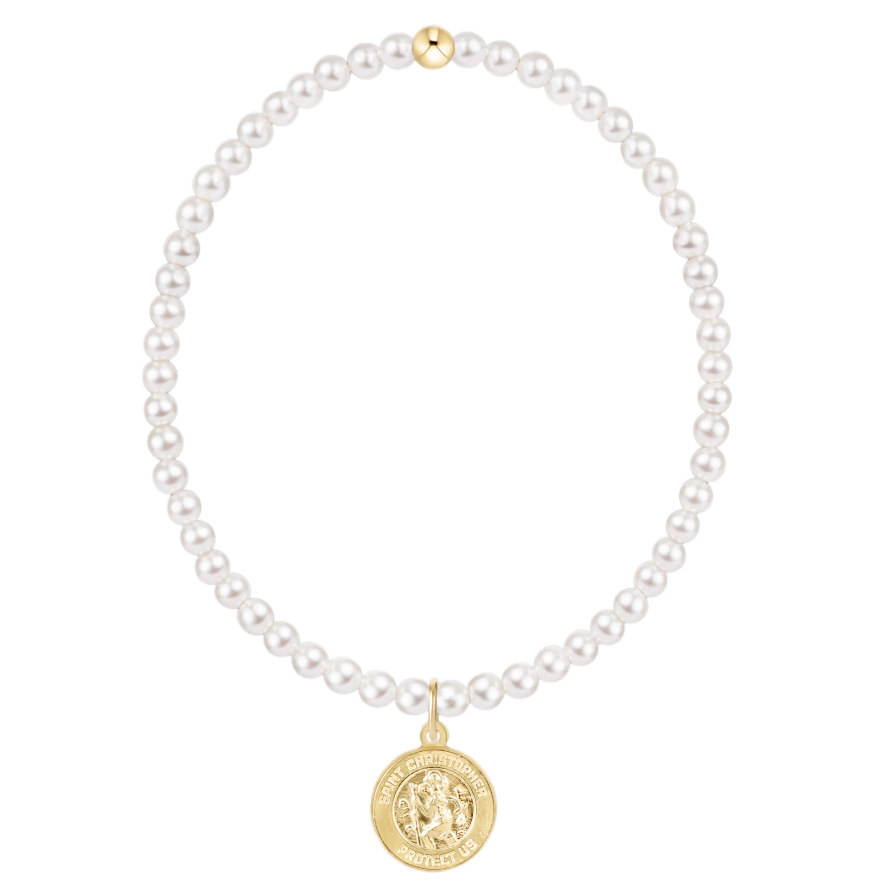 CLASSIC PEARL 3MM BRACELET – PROTECTION GOLD DISC