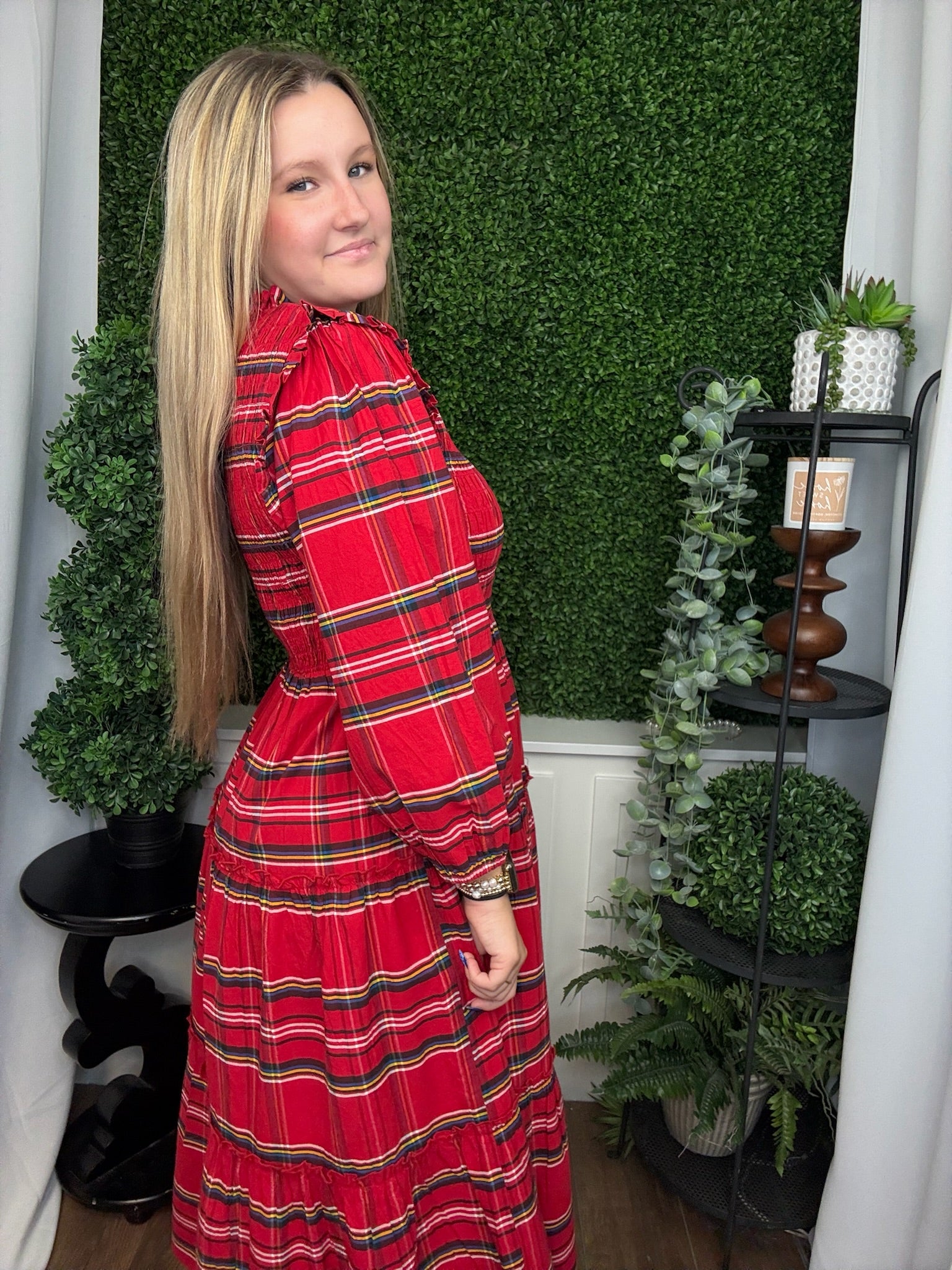 WALTON PLAID MIDI DRESS