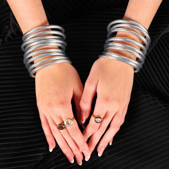 ALL WEATHER BANGLES SET/9 SILVER