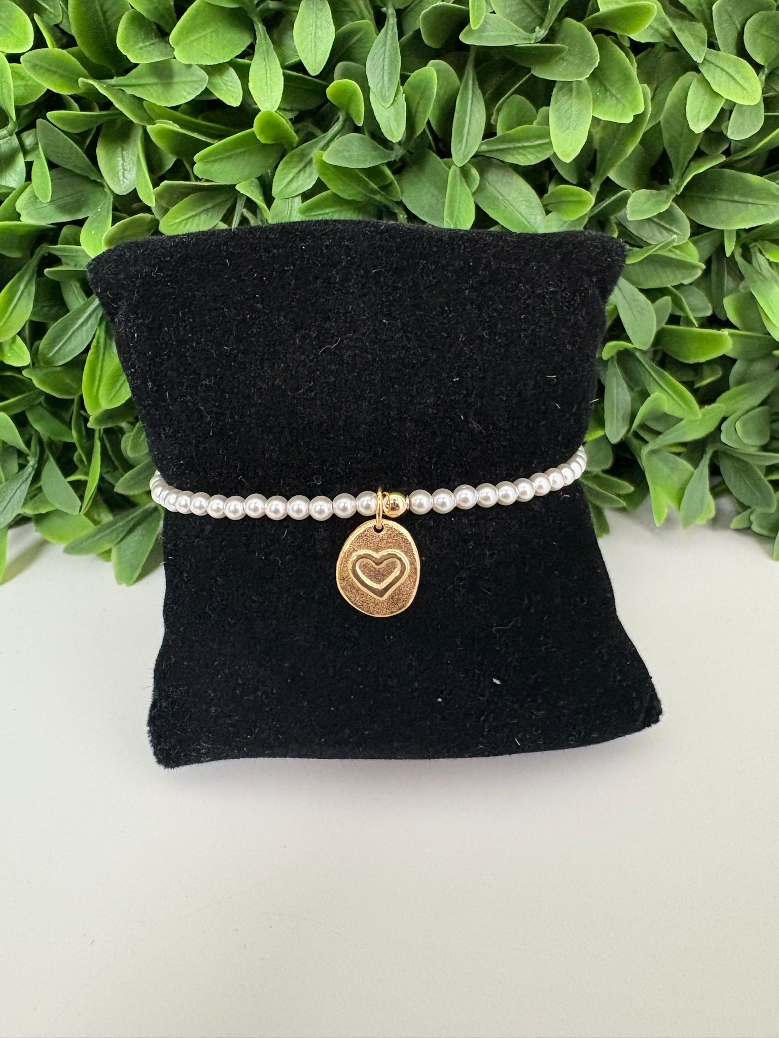 CLASSIC PEARL 3MM BEAD BRACELET - INSPIRE LOVE SMALL GOLD CHARM