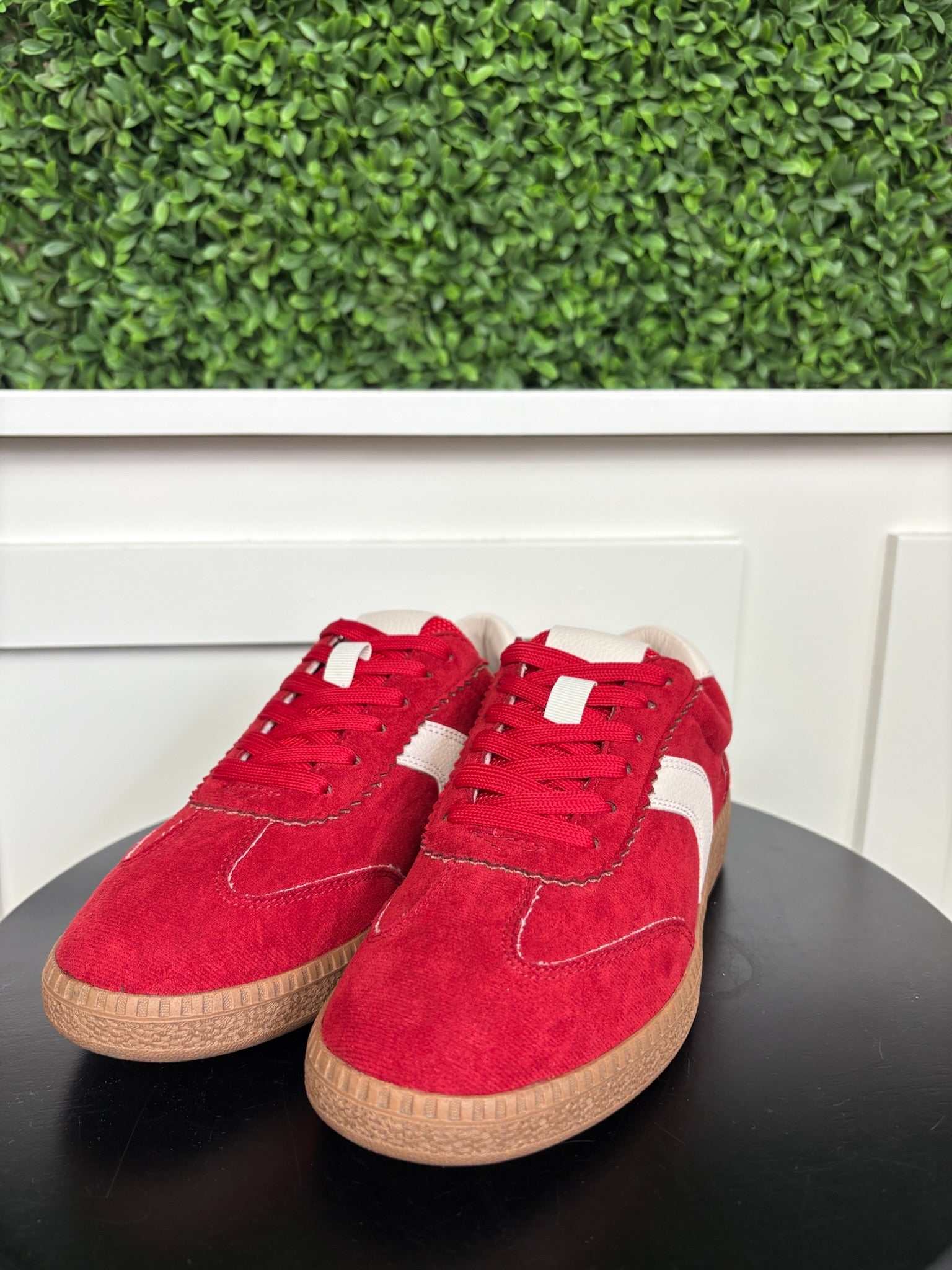 SPOILER ALERT - RED FAUX SUEDE