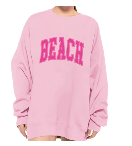 BEACH CREW NECK SWEATSHIRT - PINK