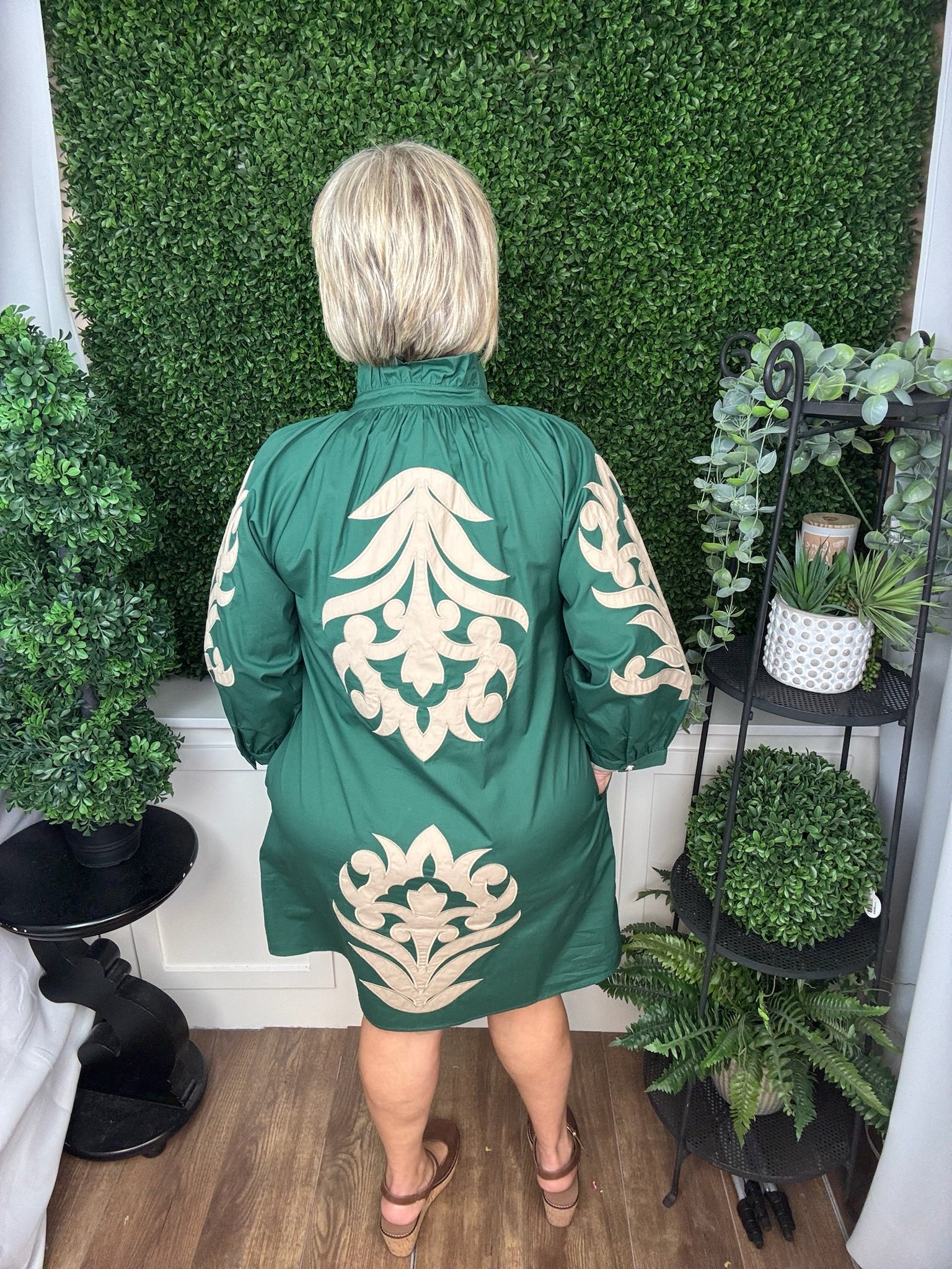 Hunter Green Embroidered Dress