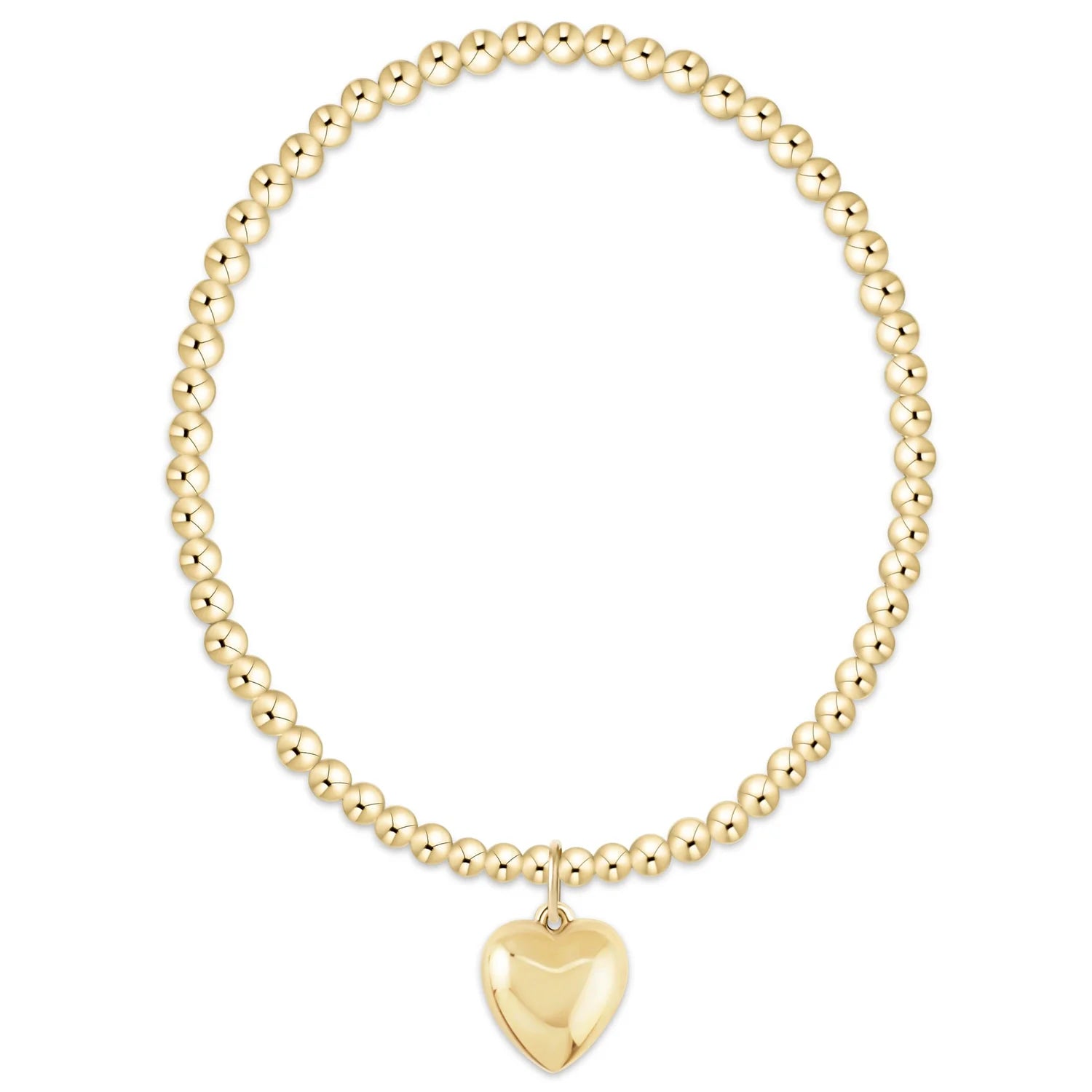 Extends Classic Gold 3mm Bracelet - Love Plush Gold Charm