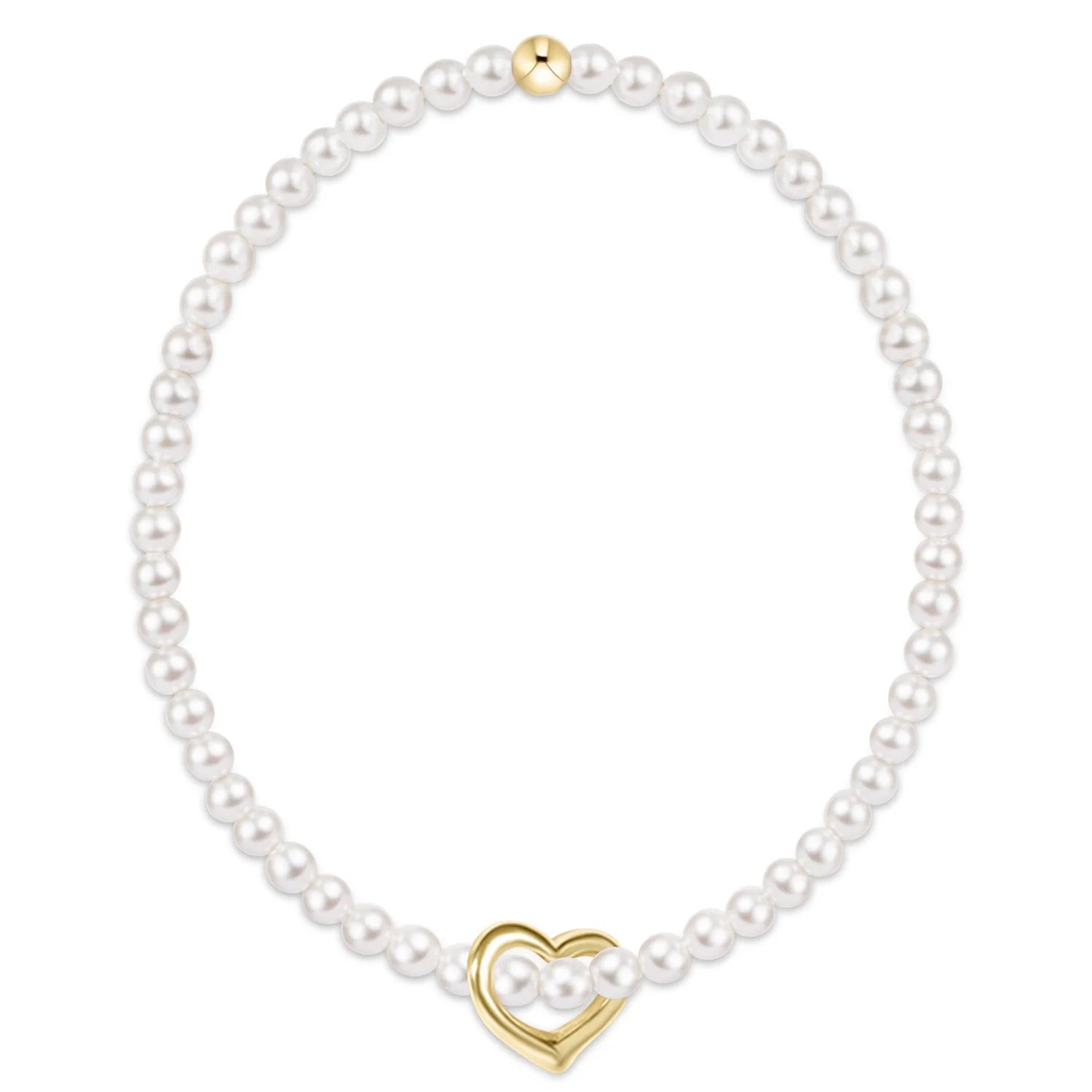 Extends Classic Pearl 3mm Bracelet - Love Gold Charm