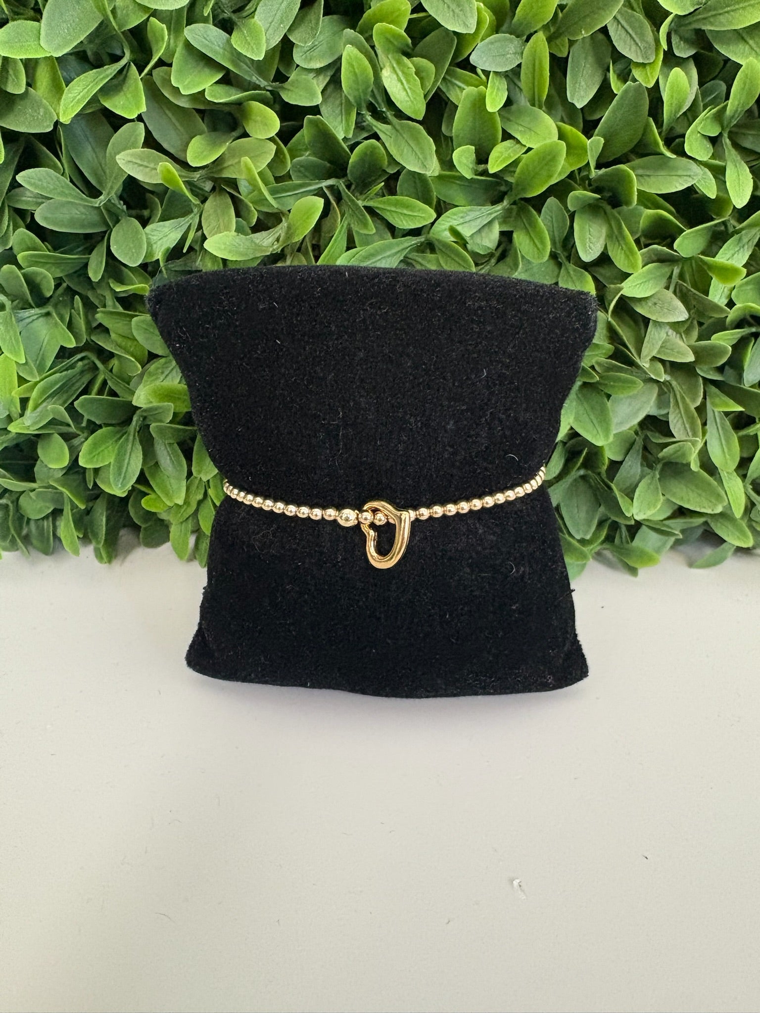 EGIRL CLASSIC GOLD 2.5MM BEAD BRACELET - LOVE GOLD CHARM