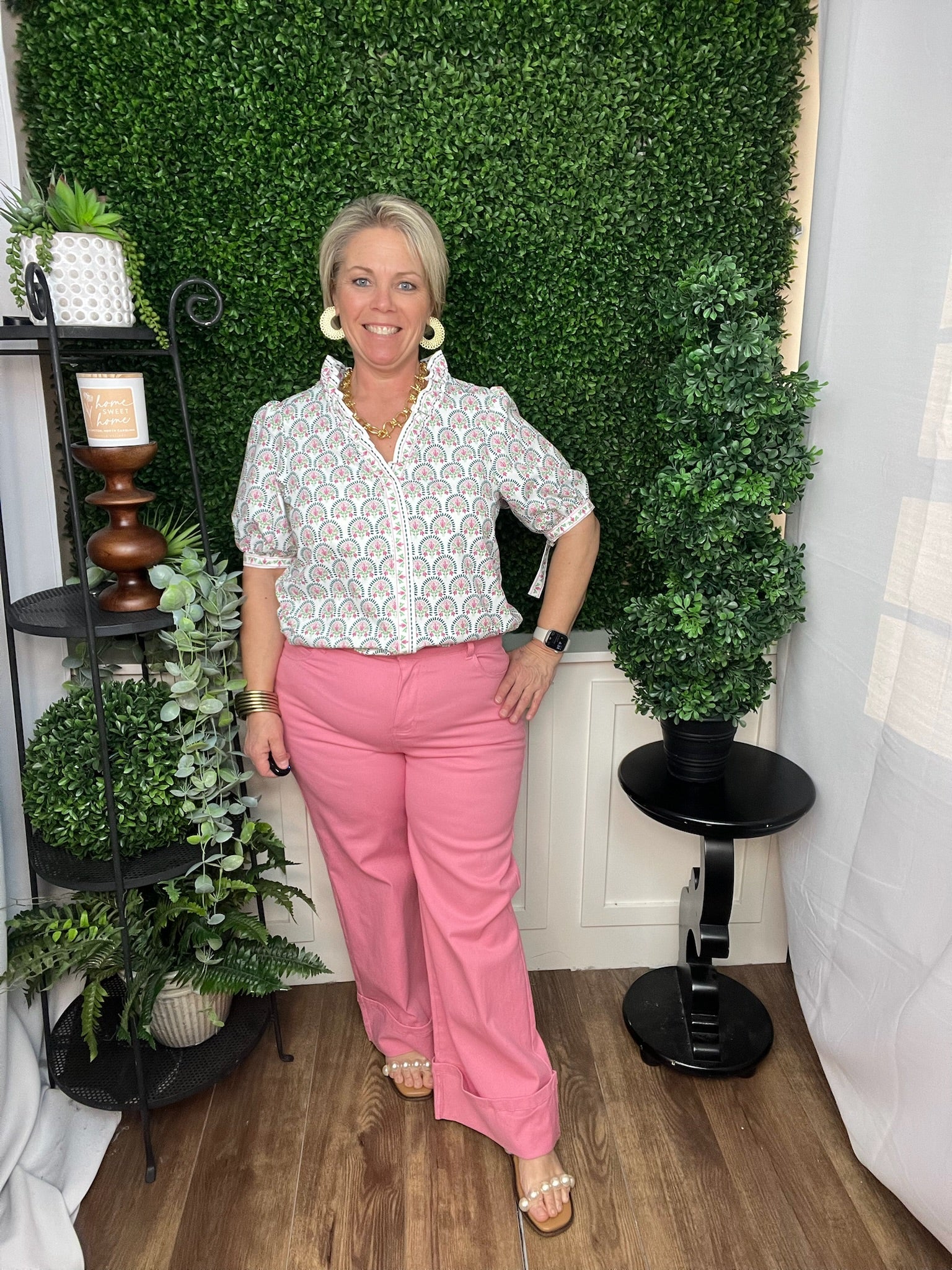 WIDE LEG CAPRI PANT PINK