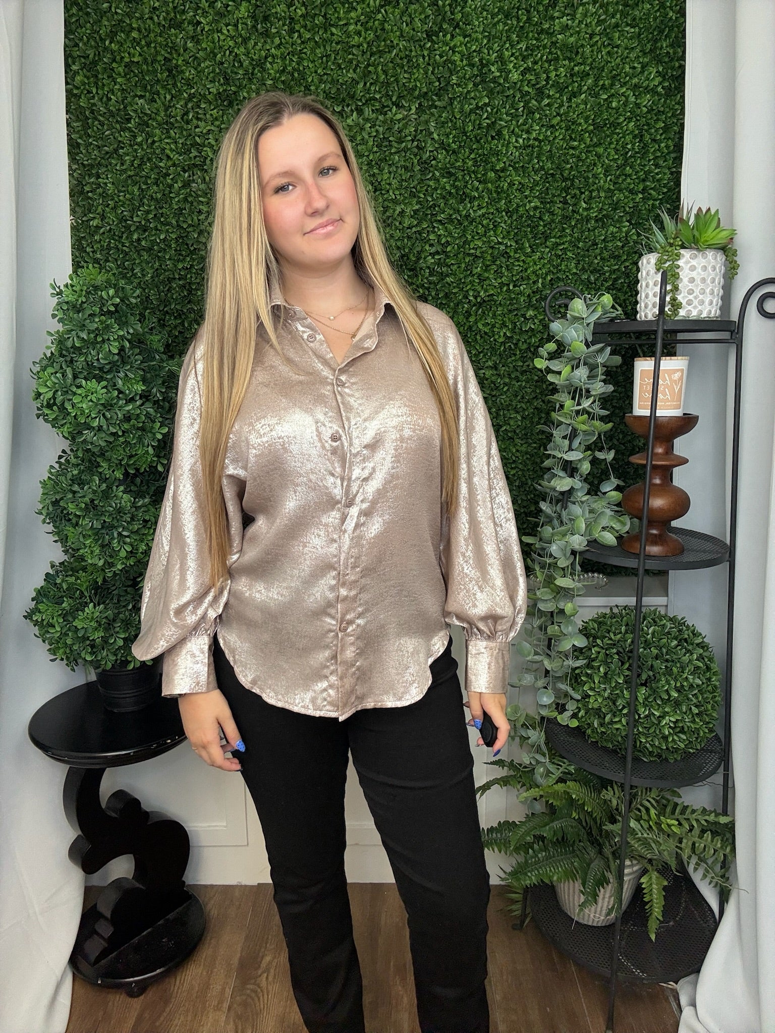 VOLUMINOUS SLEEVE BLOUSE - TAUPE