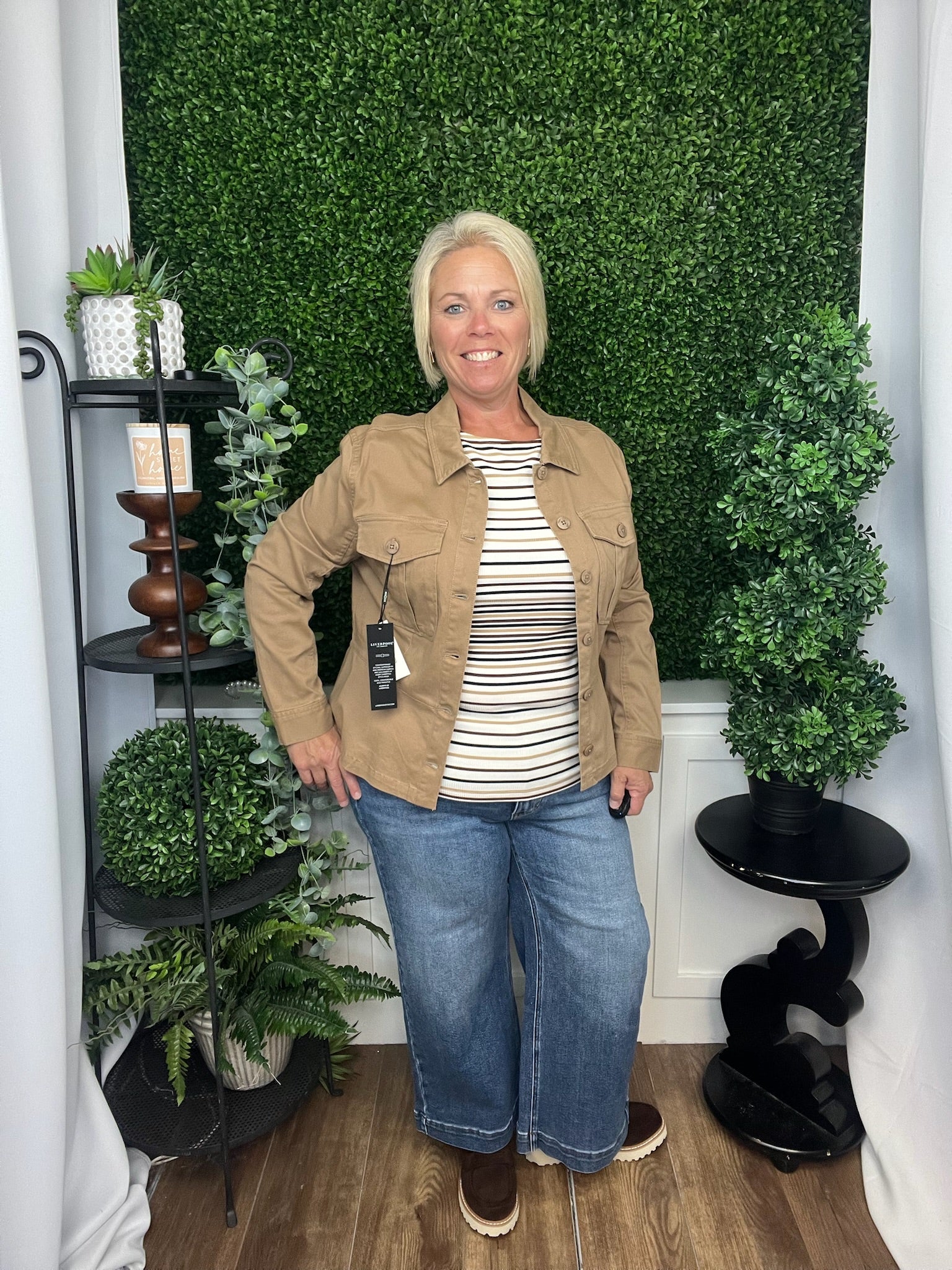 PEPLUM HEM TRUCKER JACKET - DESERT CAMEL