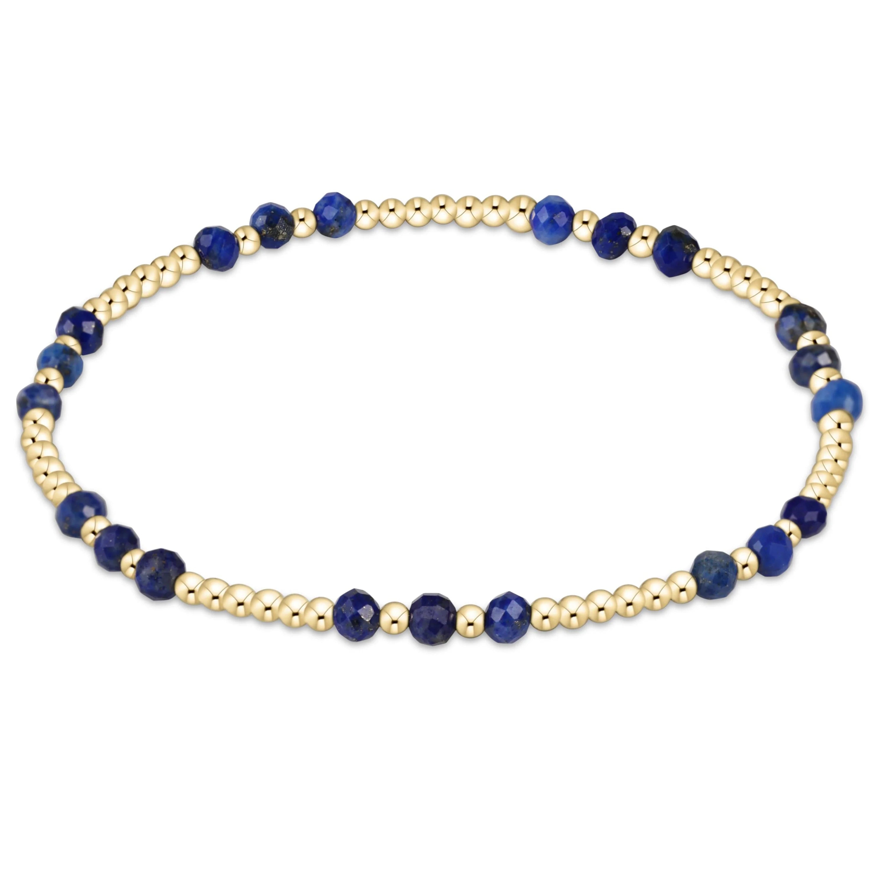 GEMSTONE GOLD JOY PATTERN 3MM BEAD BRACELET - LAPIS