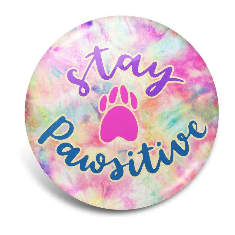 BADGE GLAM W/REEL STAY PAWSITIVE