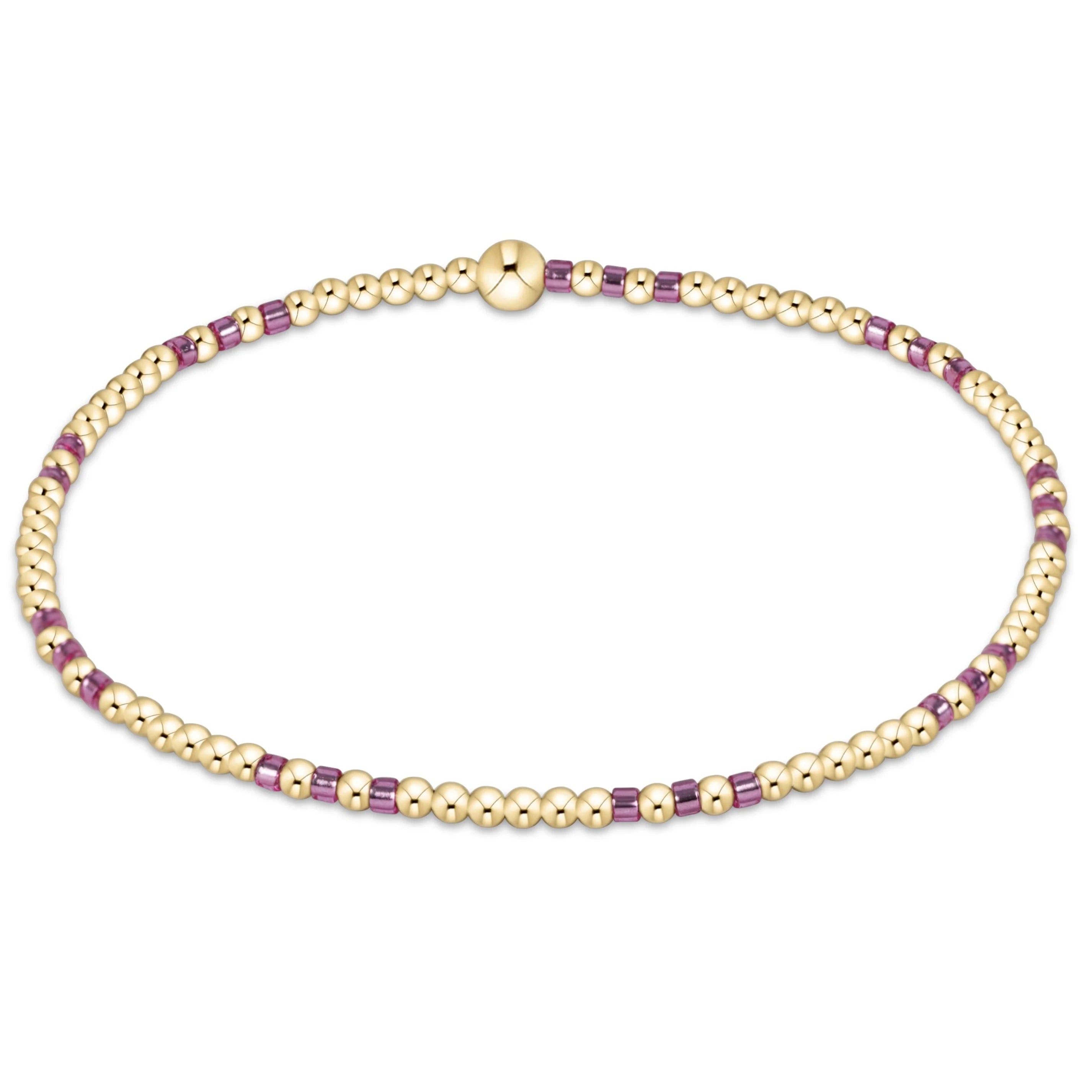 HOPE JOY PATTERN 2MM BEAD BRACELET - PINK METALLIC