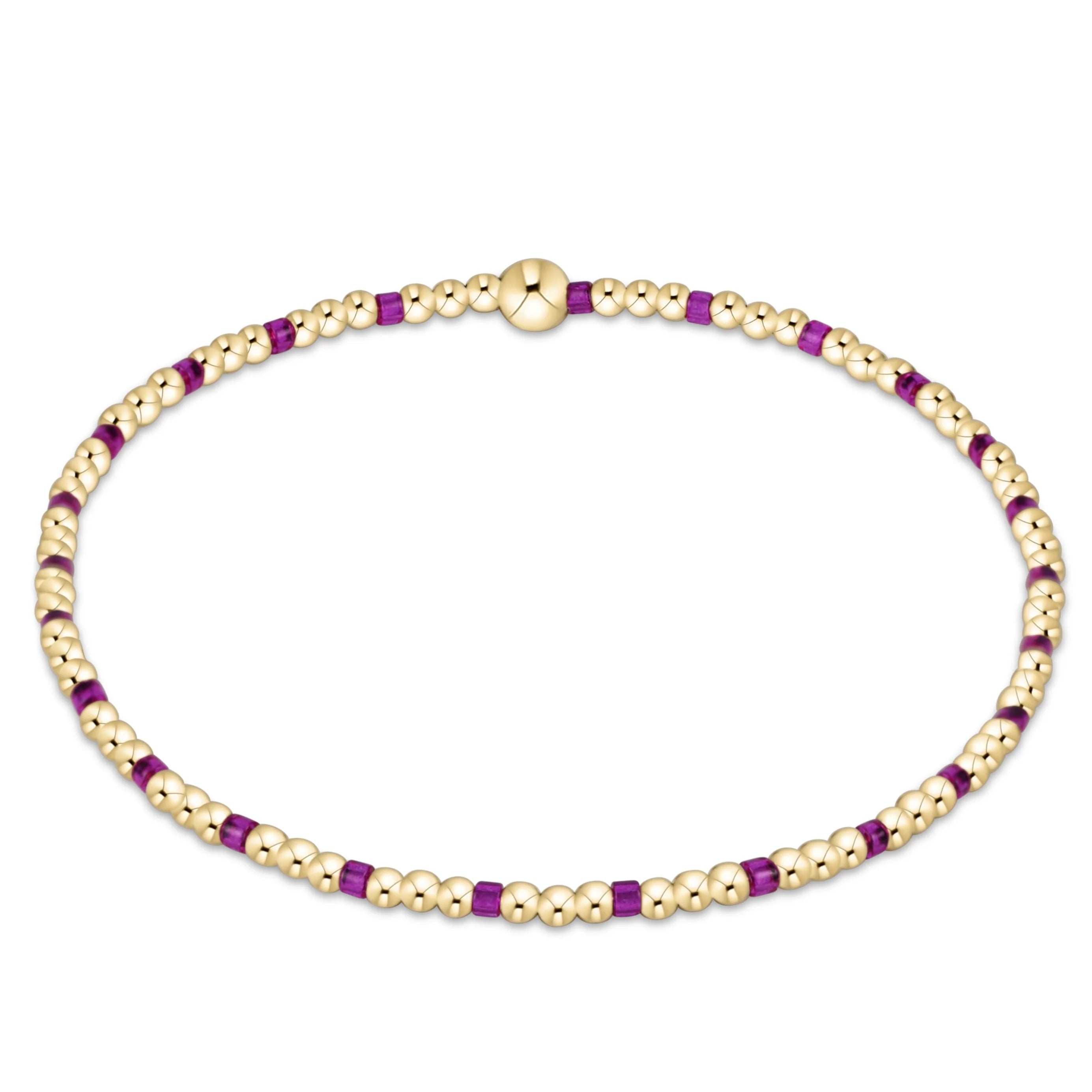 HOPE SINCERITY PATTERN 2MM BEAD BRACELET - FUCHSIA