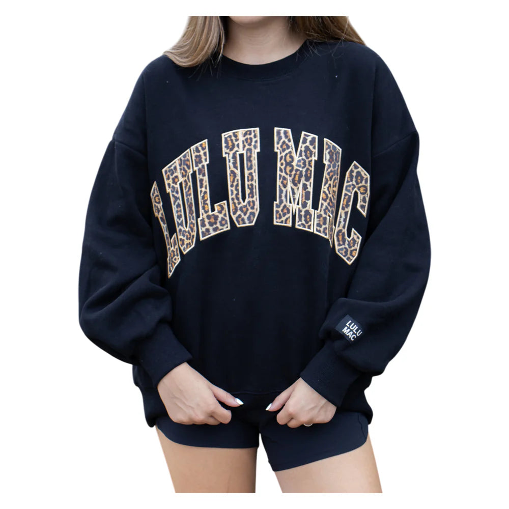 LULU MAC SWEATSHIRT - BLACK W/LEOPARD