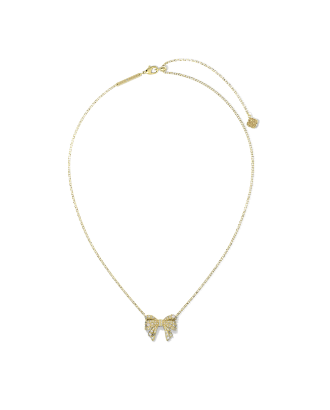 KRISTA BOW SHORT PENDANT NECKLACE - GOLD WHITE MIX