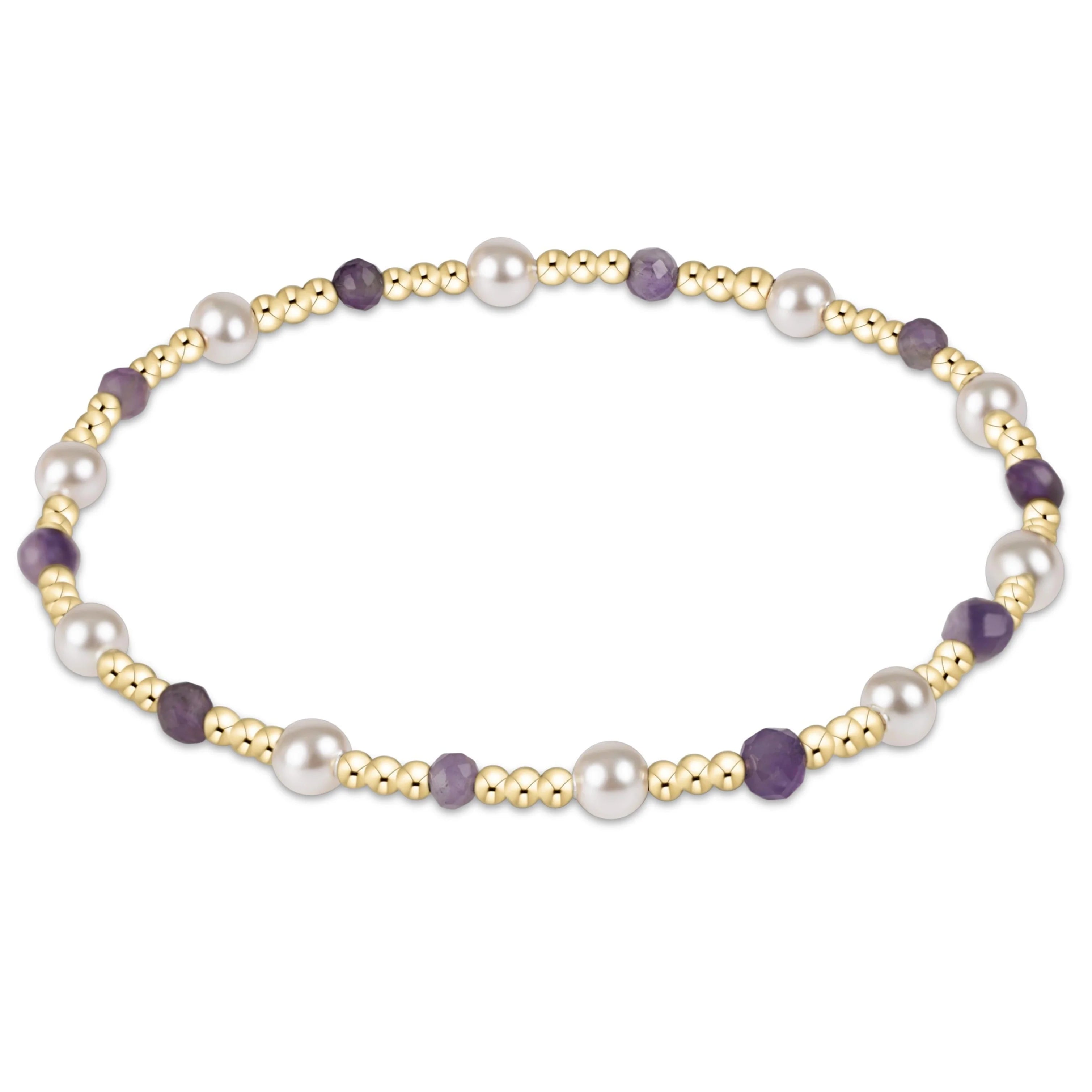 PEARL SINCERITY PATTERN 4MM BEAD BRACELET - AMETHYST