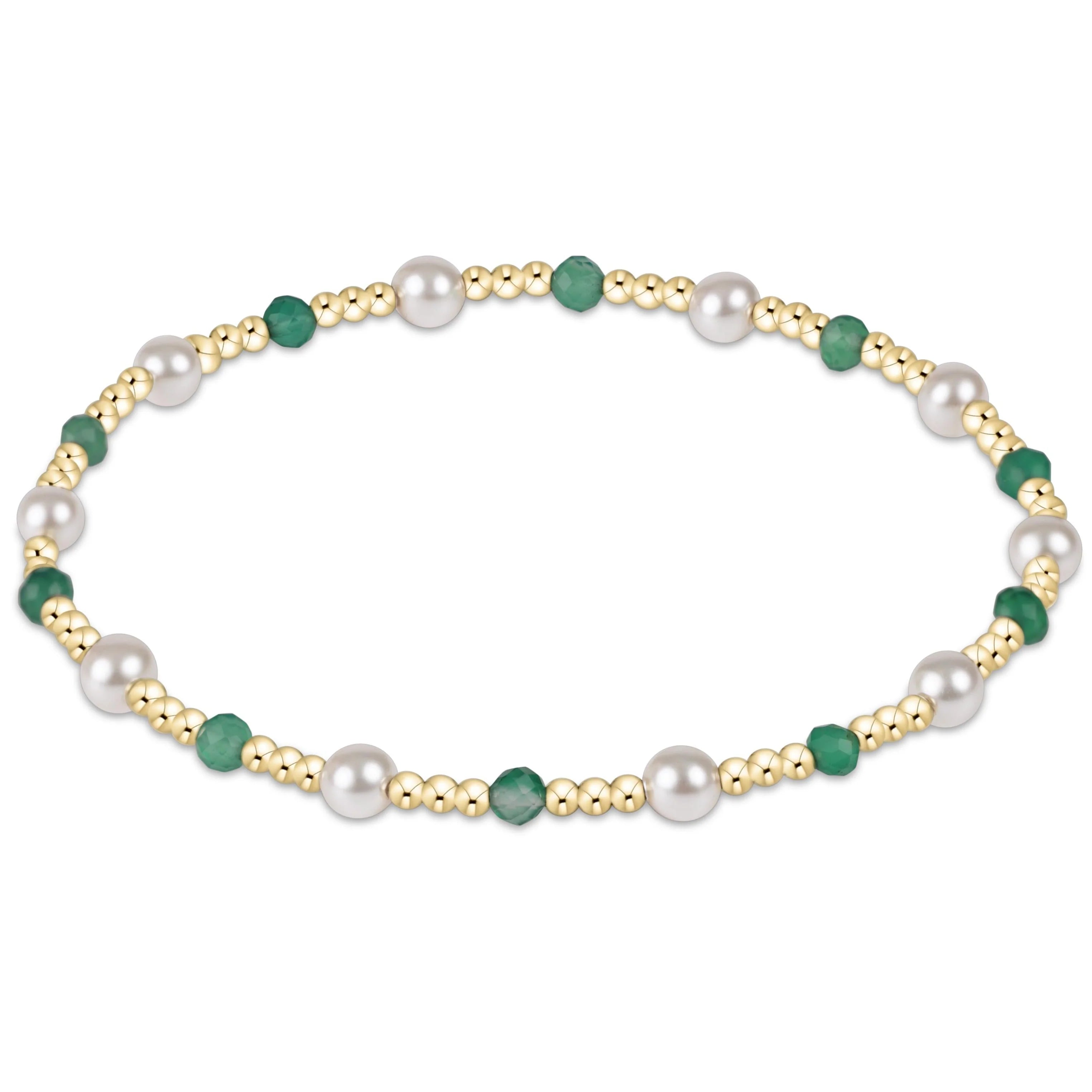 PEARL SINCERITY PATTERN 4MM BEAD BRACELET - GREEN ONYX