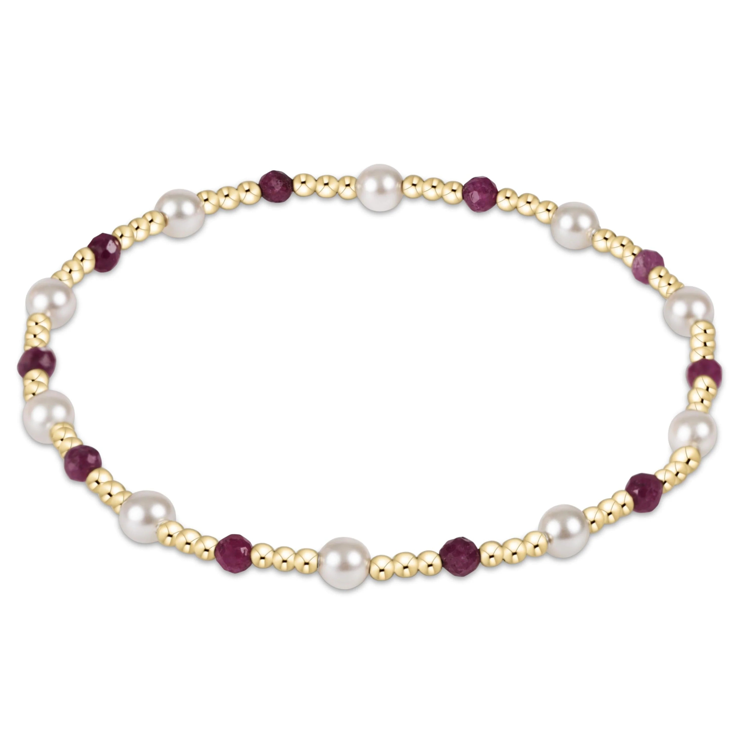 PEARL SINCERITY PATTERN 4MM BEAD BRACELET - RUBY