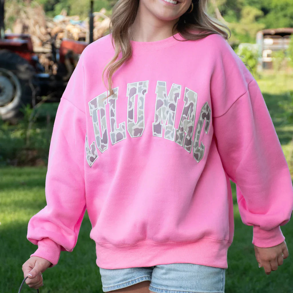 LULU MAC SWEATSHIRT - BUBBLEGUM W/CAMO