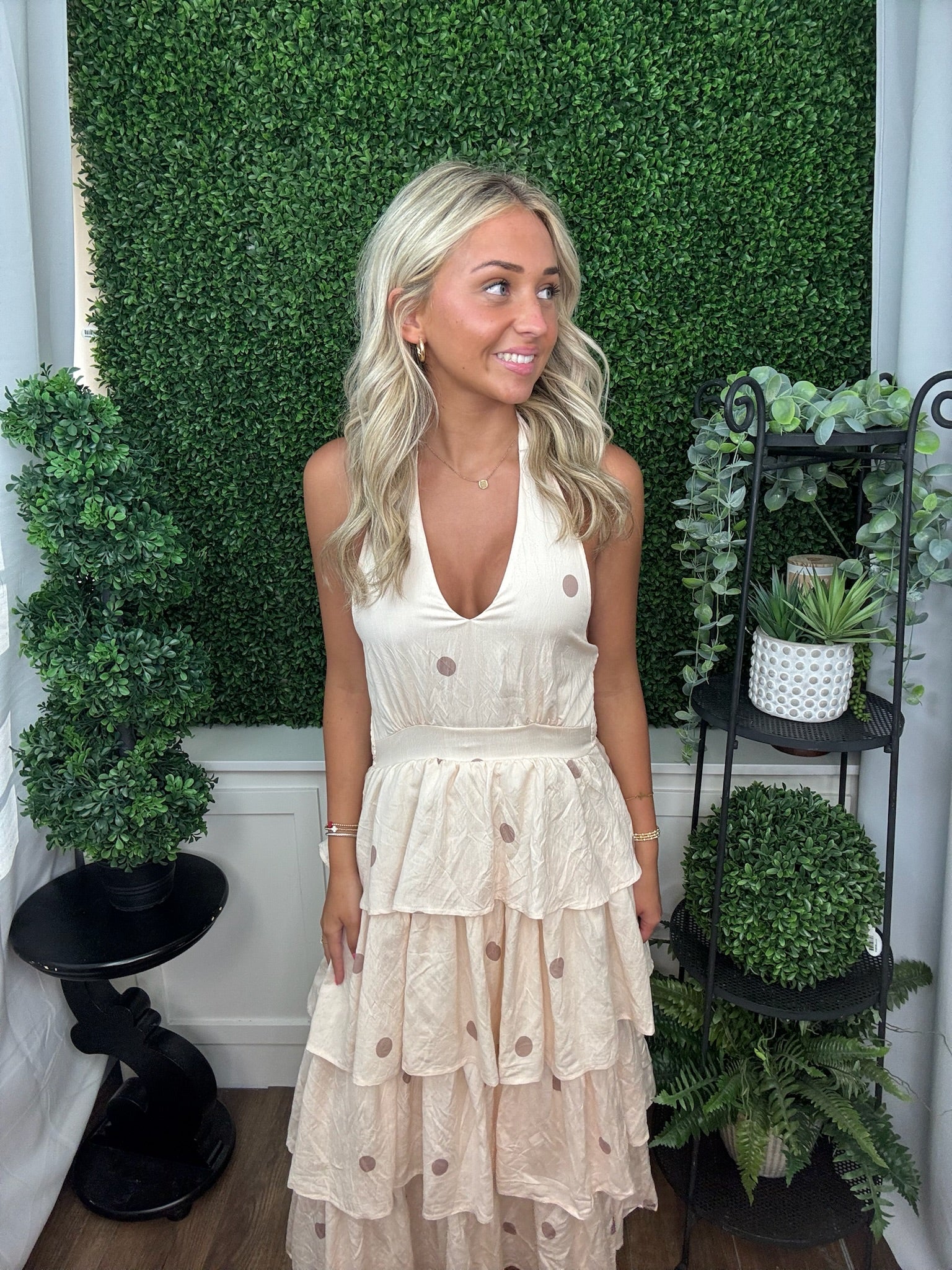 Blush Dots Tiered Maxi Dress