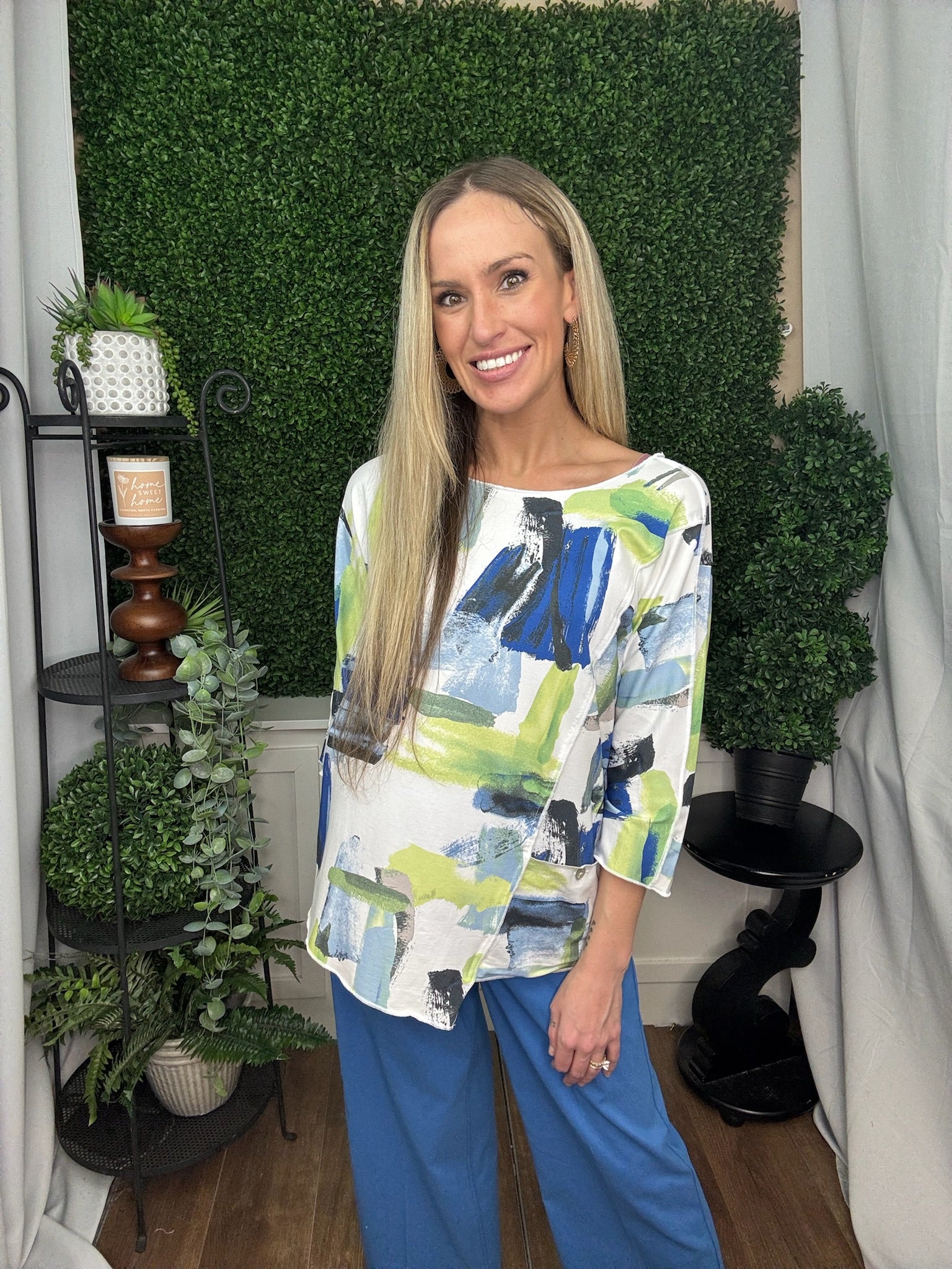 DOLMAN SLEEVE PRINTED TOP - MULTI