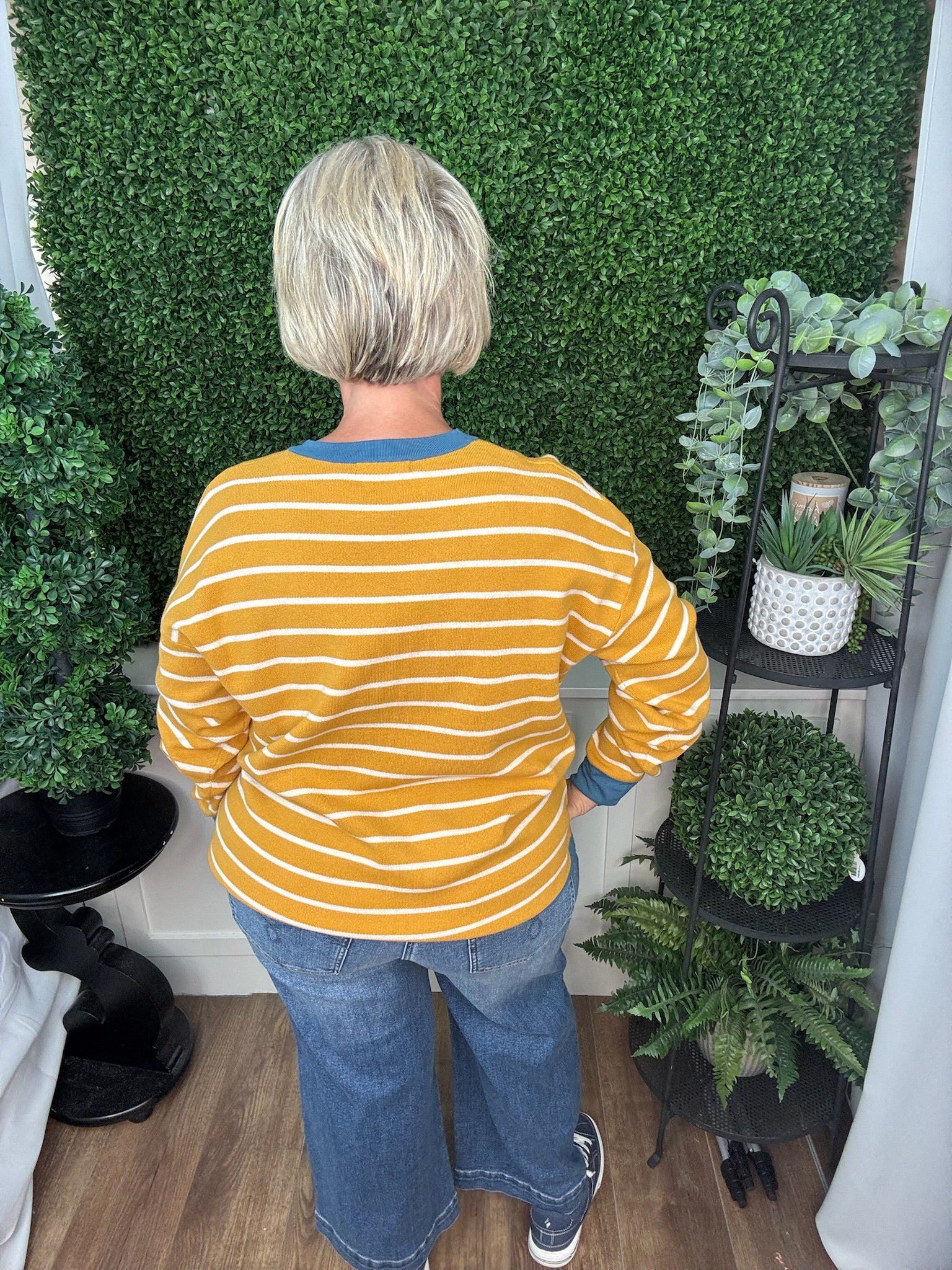 Oversized Contrast Stripe Long Sleeve Sweater