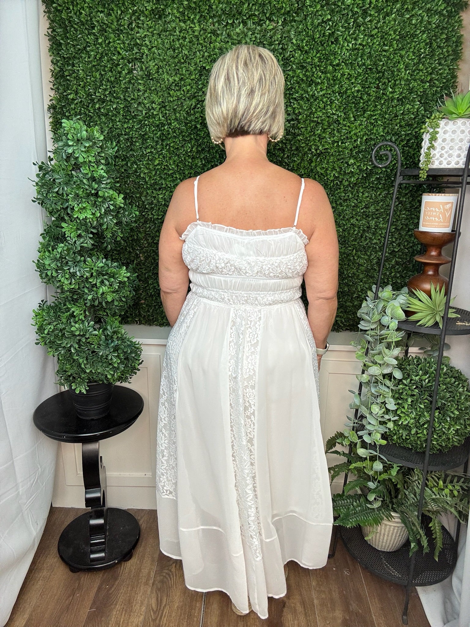 White Floral Lace Tiered Maxi Dress