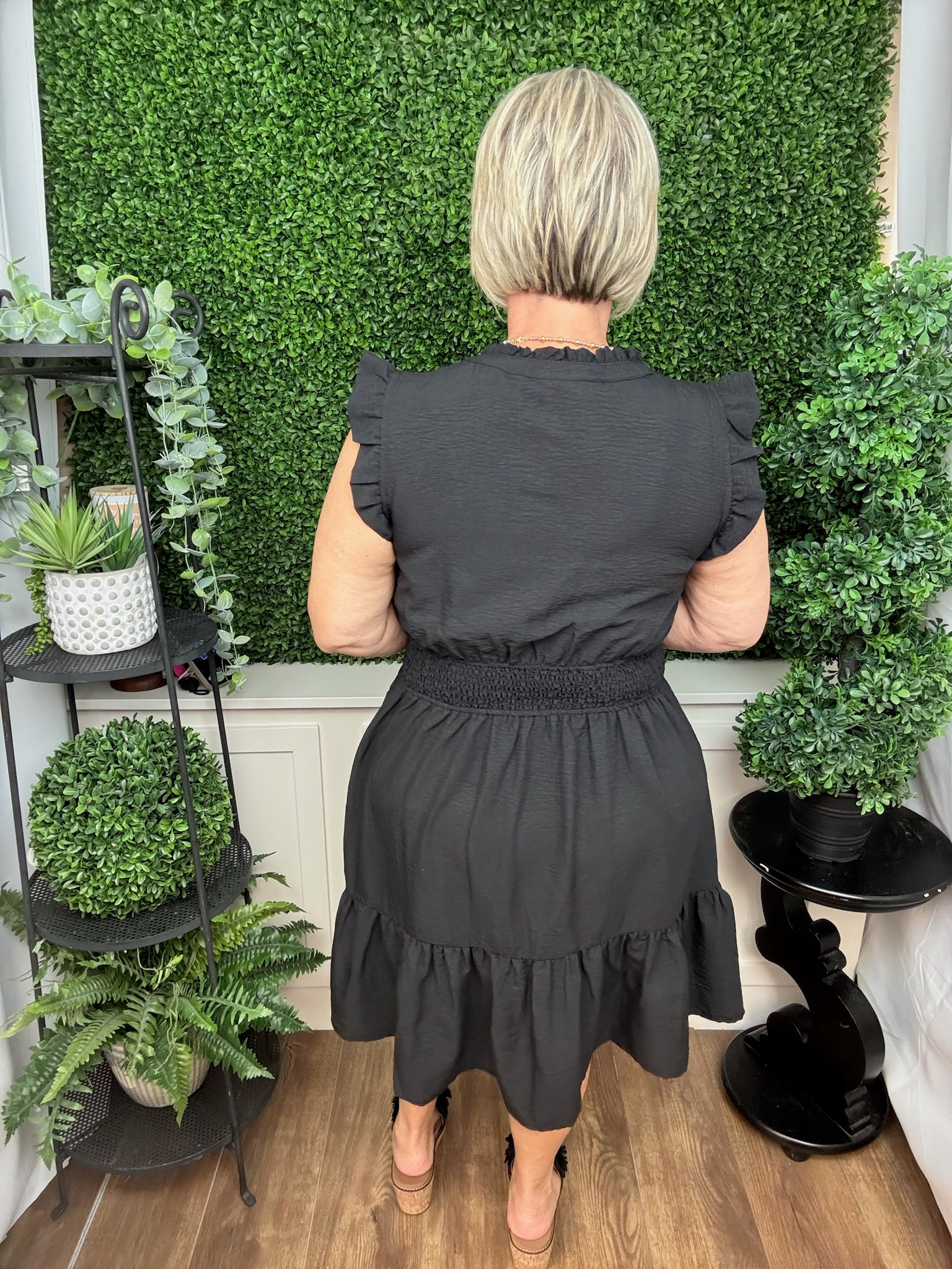 Ruffle Trim Smocked Waist Dress