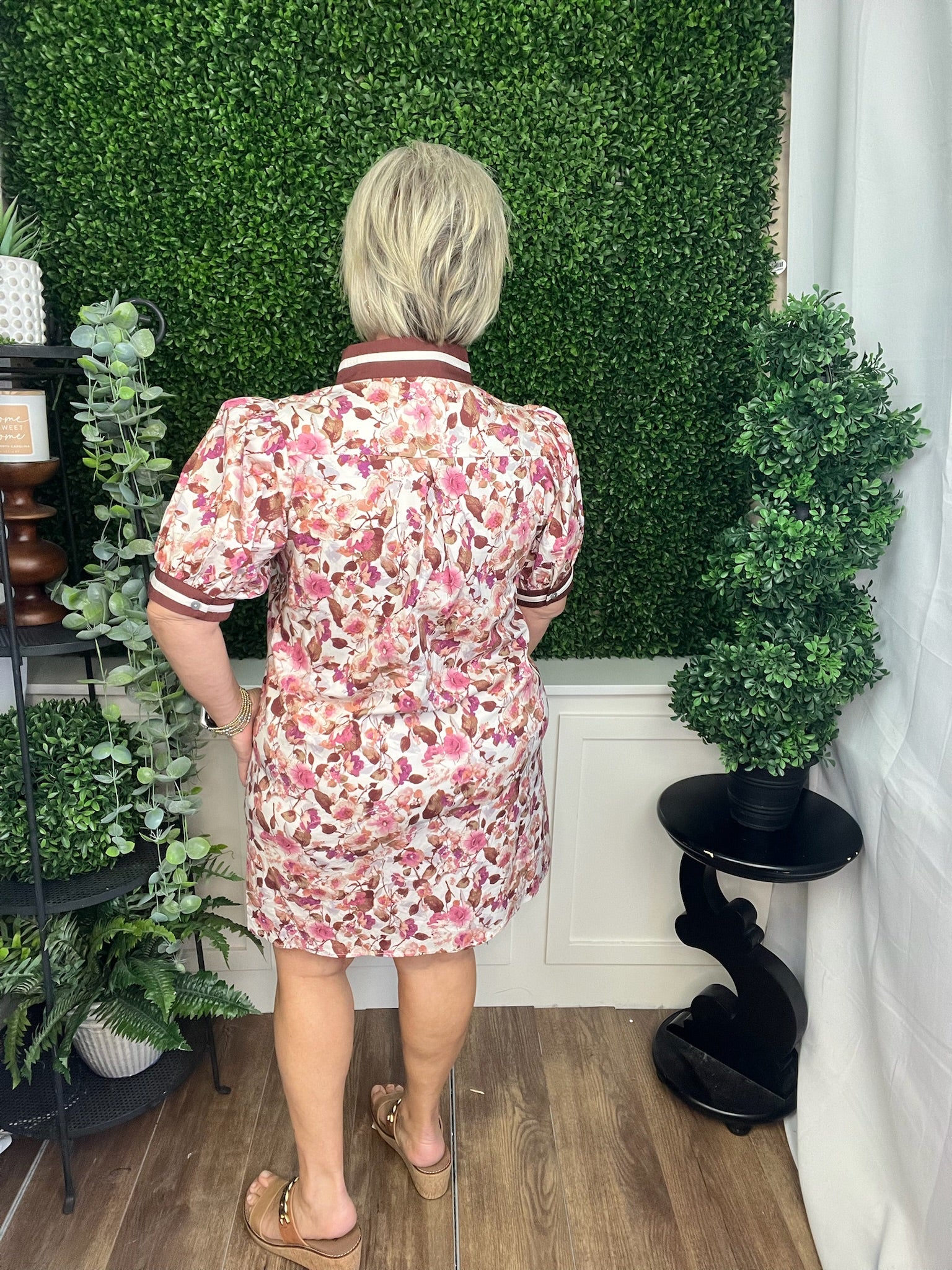 FLORAL PRINT SHORT PUFF SLEEVE MINI DRESS