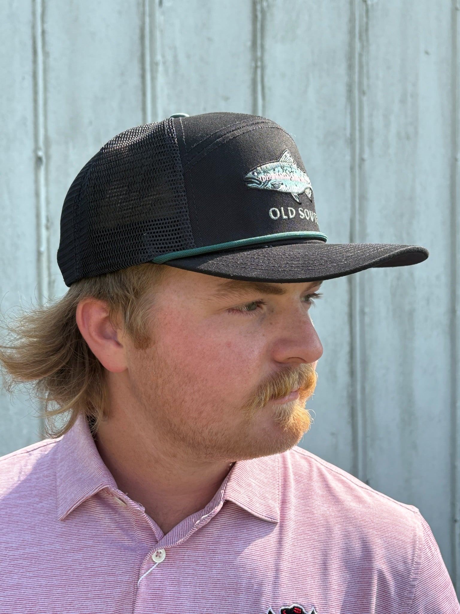 RAINBOW TROUT TRUCKER HAT - BLACK/BLACK