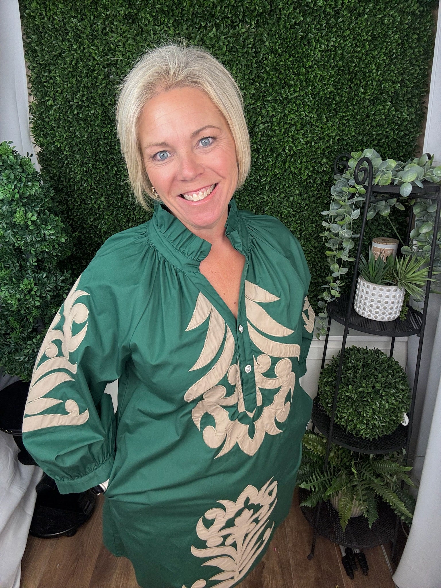 Hunter Green Embroidered Dress