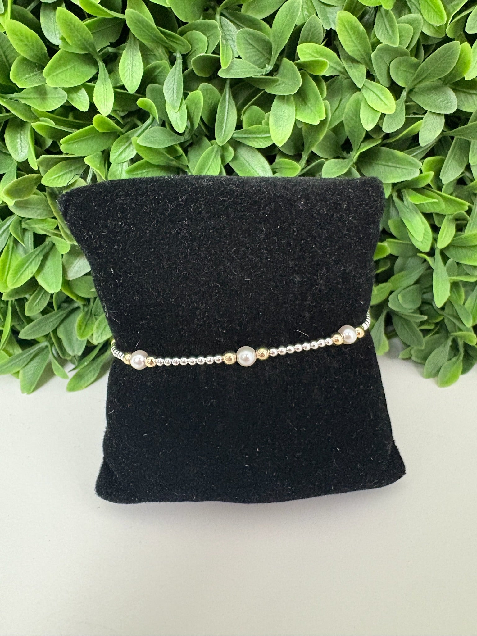 PURPOSE PEARL 4MM BEAD BRACELET - MIXED METAL