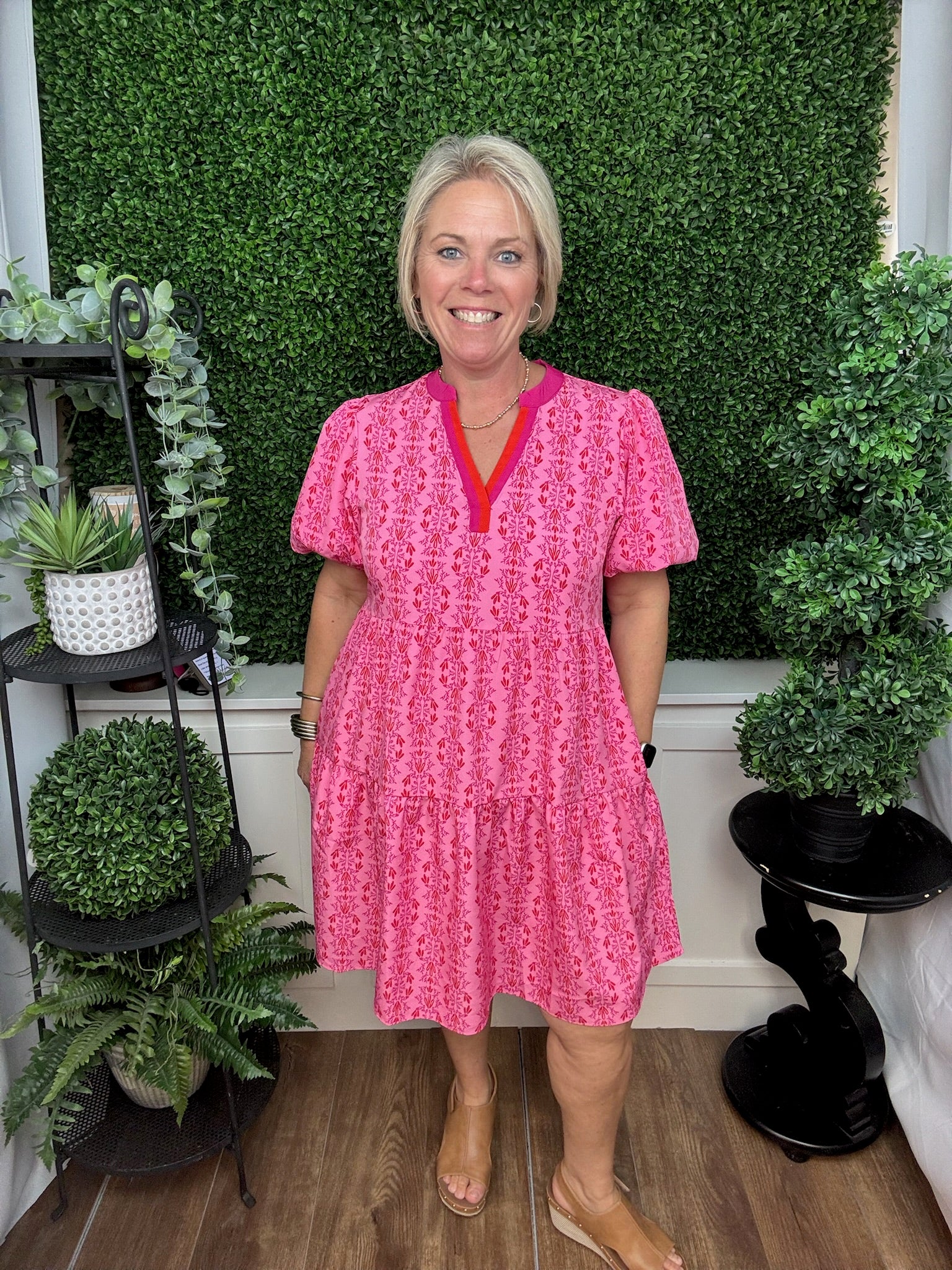 MINI DRESS KINSLEY HEIRLOOM VINE PINK