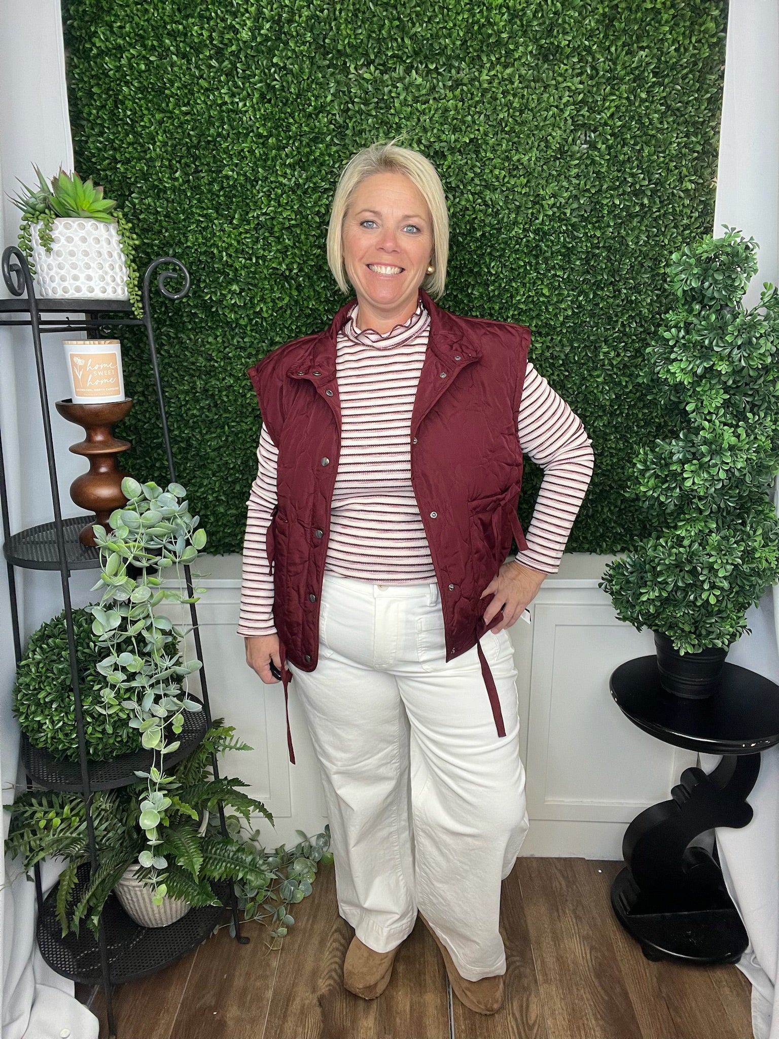 LETTUCE EDGED MOCK NECK LS KNIT TOP