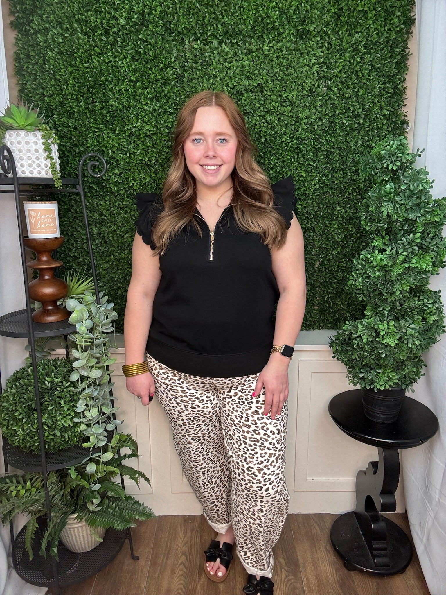 Leopard Print Cropped Barrel Jeans