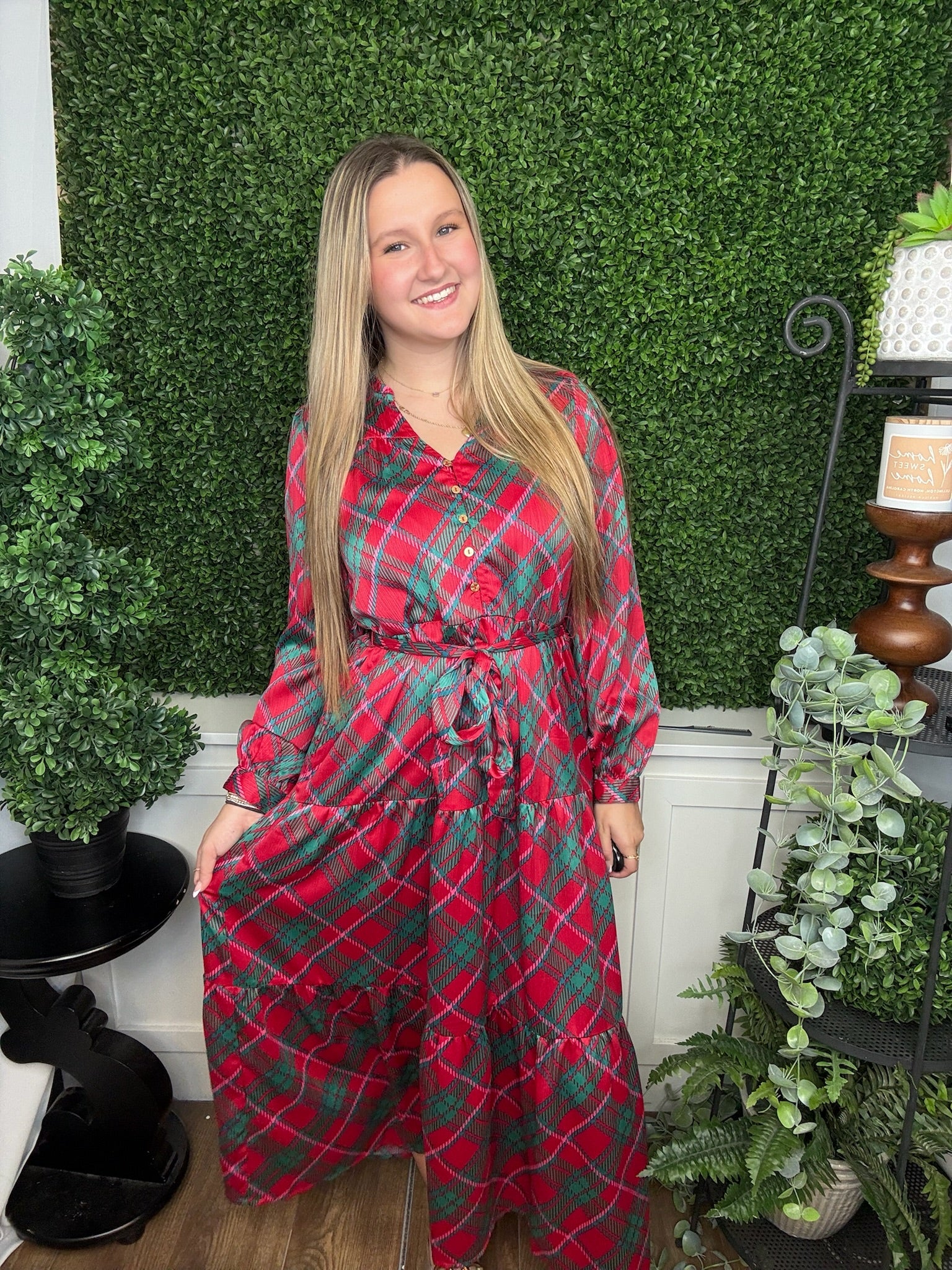 GRACELYN DRESS PLAID ABOUT YOU - PINK