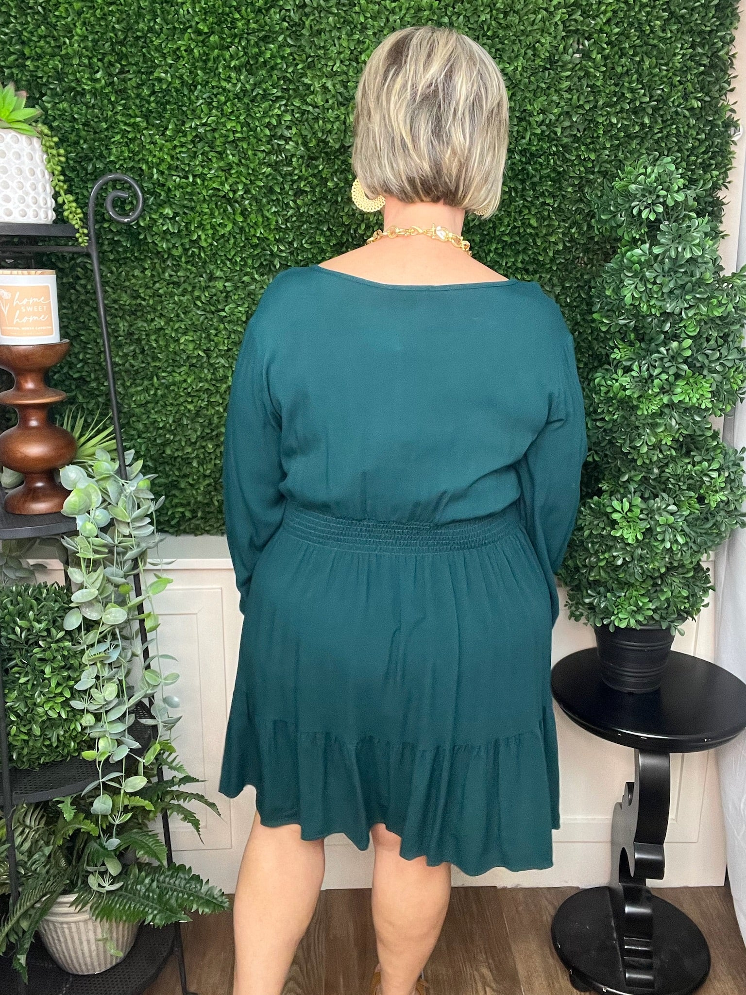 SMOCKED WAIST MINI DRESS