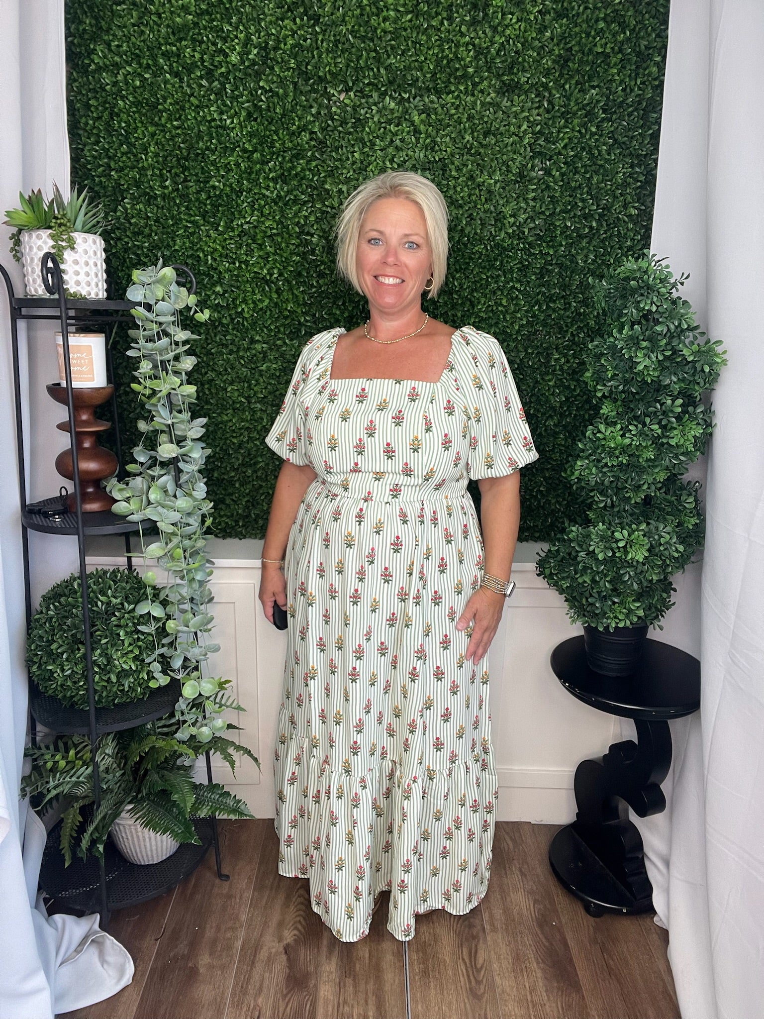 DRESS ALEXI COTTAGE STRIPES GREEN