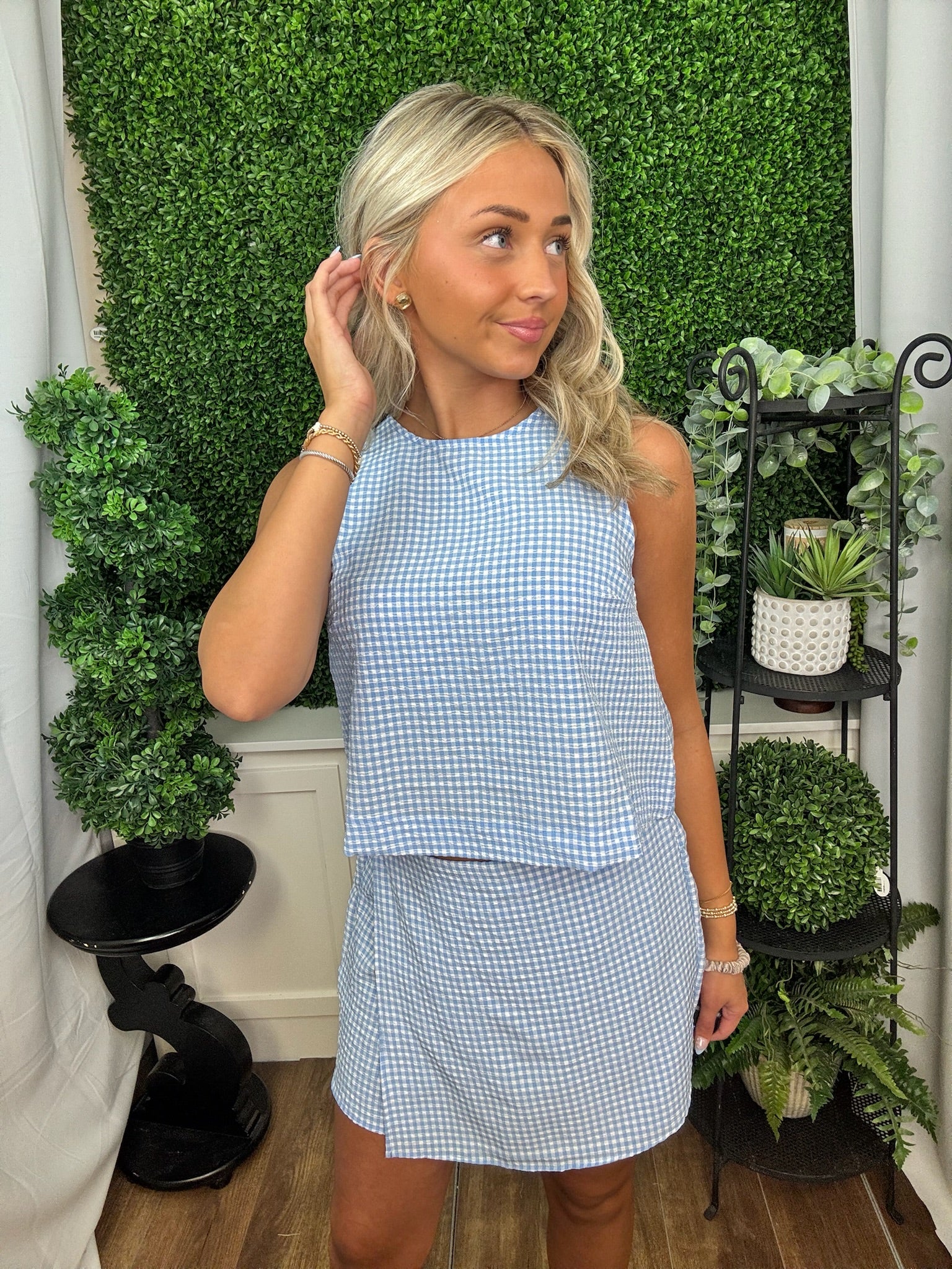 Gingham Layered Peplum Set