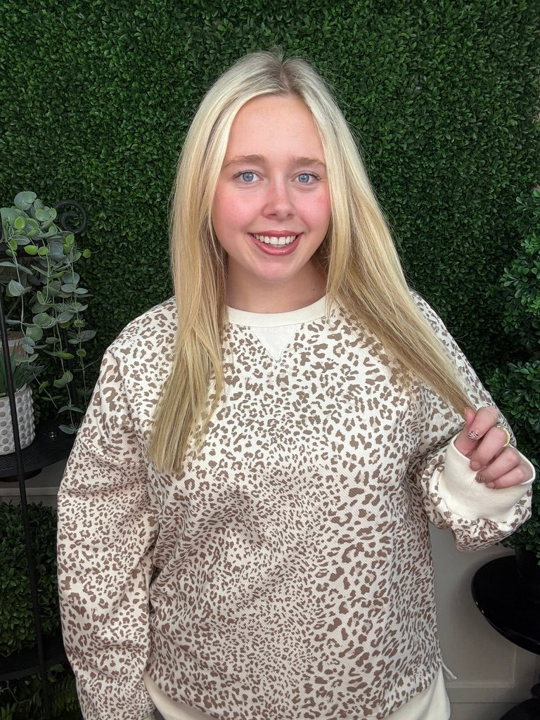 FASHION PULLOVER - BLUSH LEOPARD/ MOCHA LEOPARD