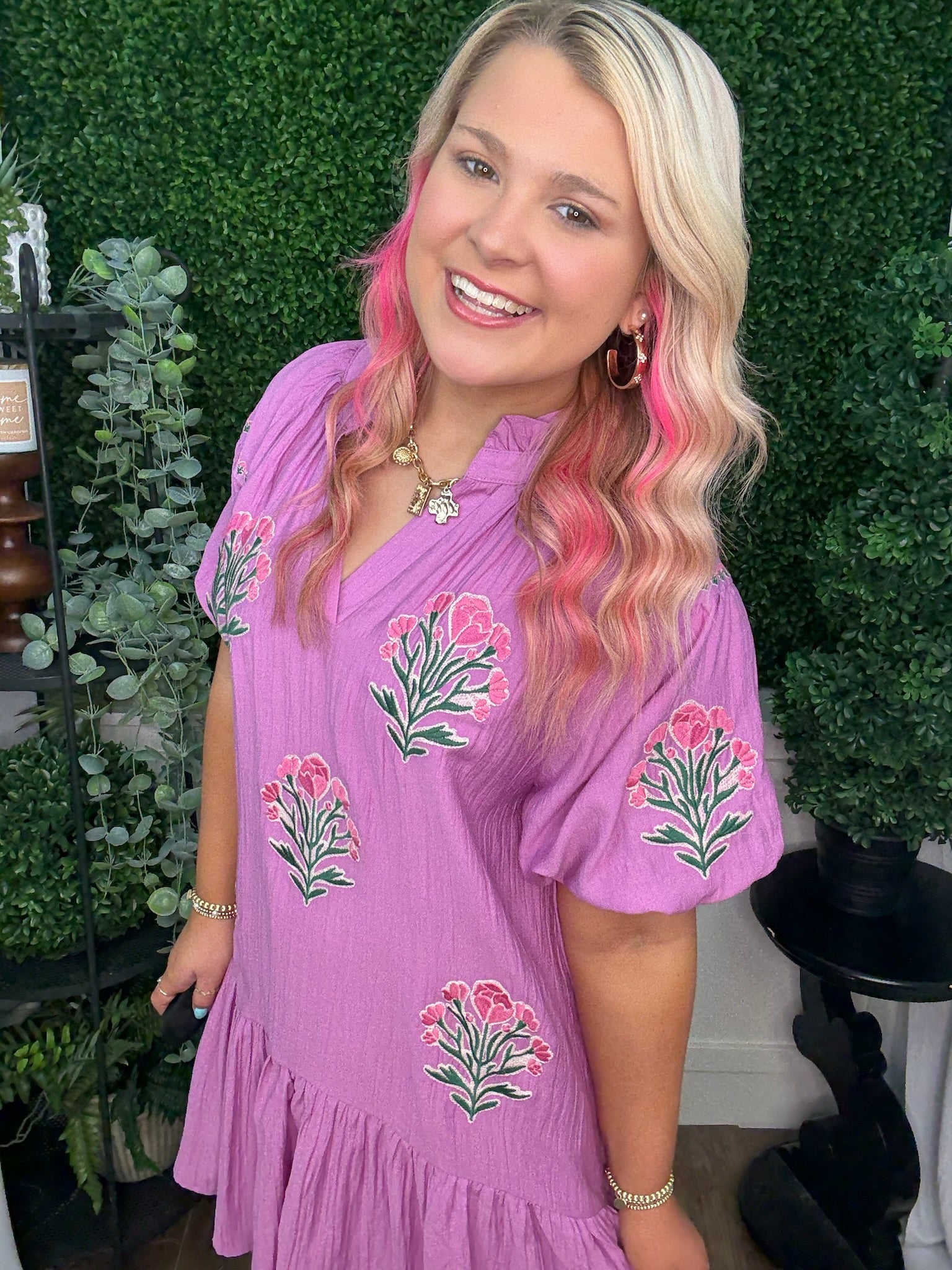 BUBBLE SLEEVE DRESS - ORCHID