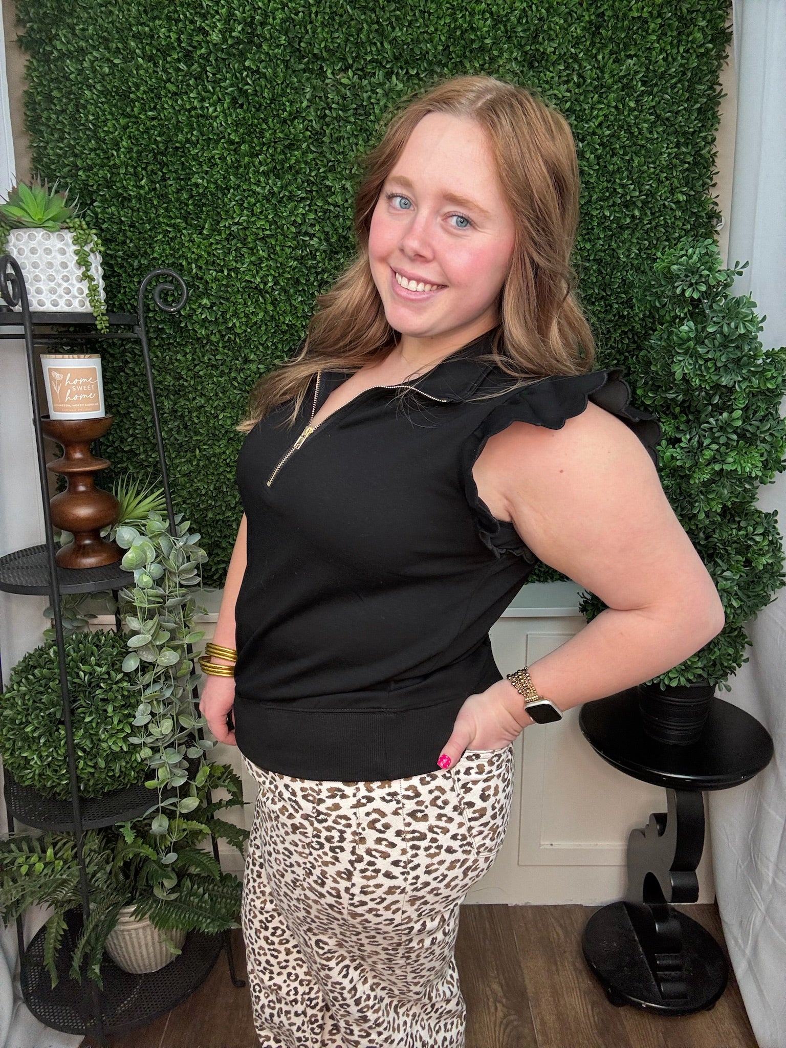 Leopard Print Cropped Barrel Jeans