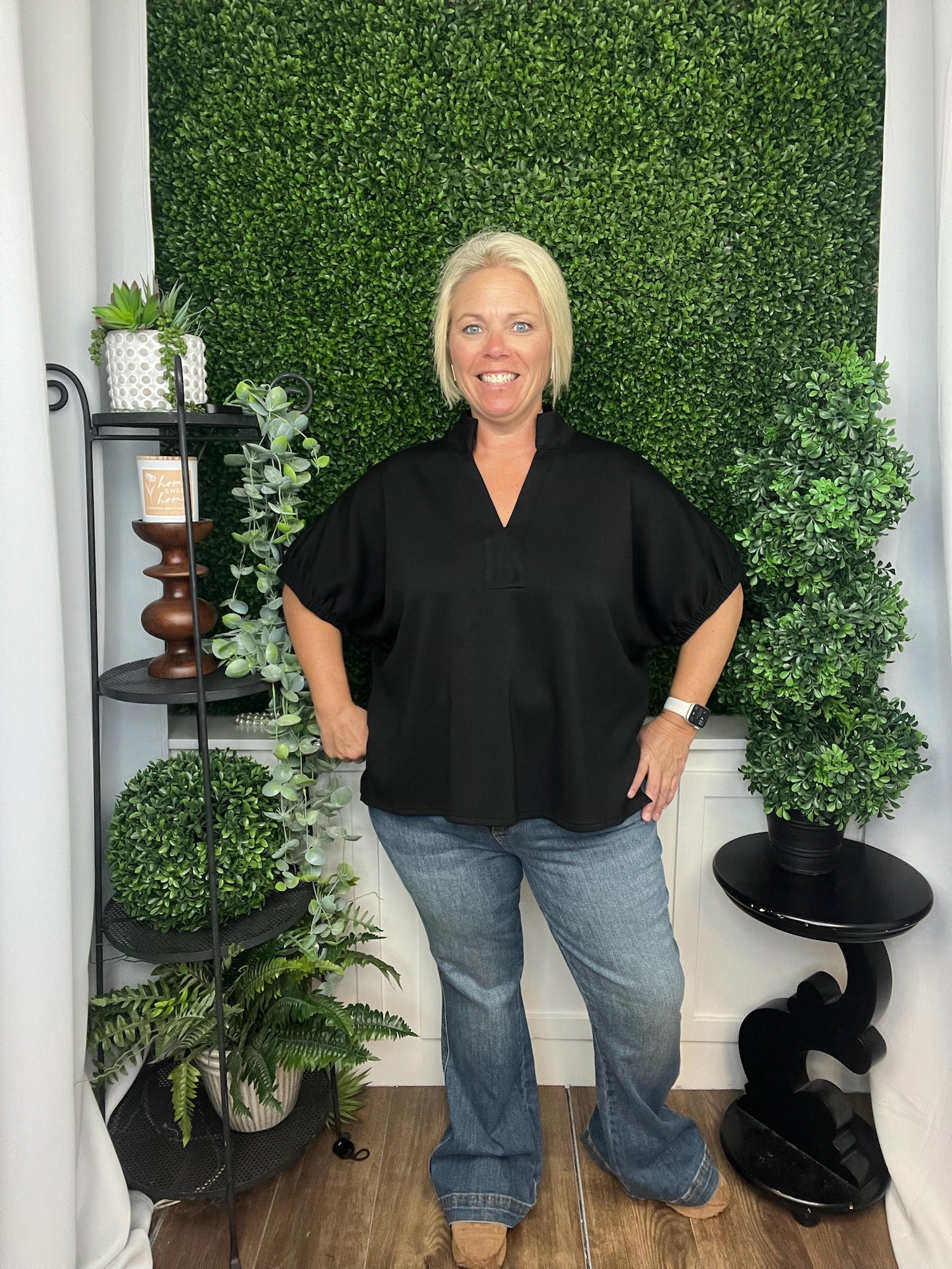 SOLID SS VNECK COLLAR BAND TOP