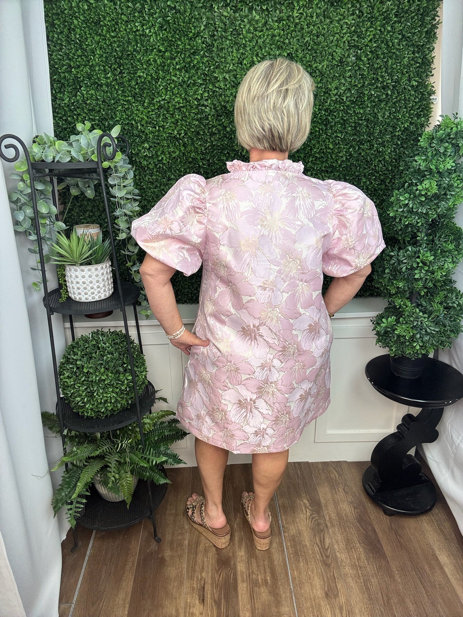 Blush Garden Jacquard Dress